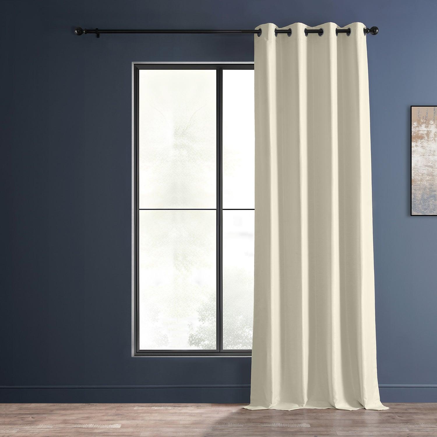 Off White Grommet Vintage Textured Faux Dupioni Silk Blackout Curtains - Thermal Insulated Window Drapes for Living Room, Bedroom & Home Theater (Set of 2 Panels)