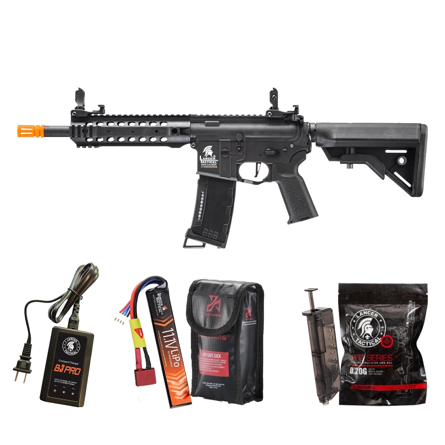 Lancer Tactical Gen 3 CQB M4 Airsoft Rifle with Programmable MOSFET/ETU - Electric Full & Semi Auto AEG (Includes LiPo Battery & Charger) - Perfect for Airsoft Battles, Training & Tactical Games