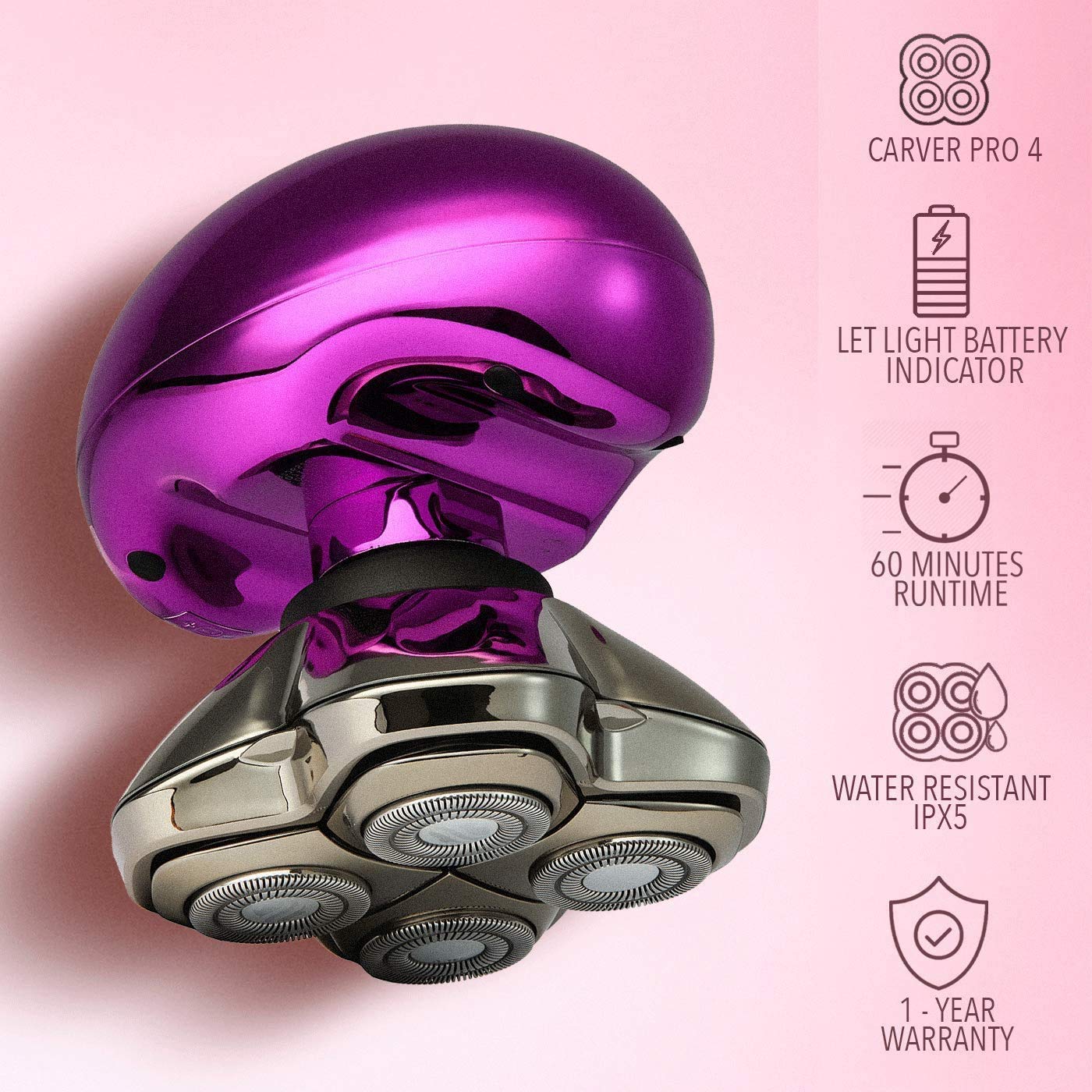 Premium Skull Shaver Butterfly Kiss Electric Razor for Women - Purple Shaver with Platinum Rinse Stand & Travel Case (Black) - Perfect Gift Set for Travel, Home Use & Sensitive Skin Care