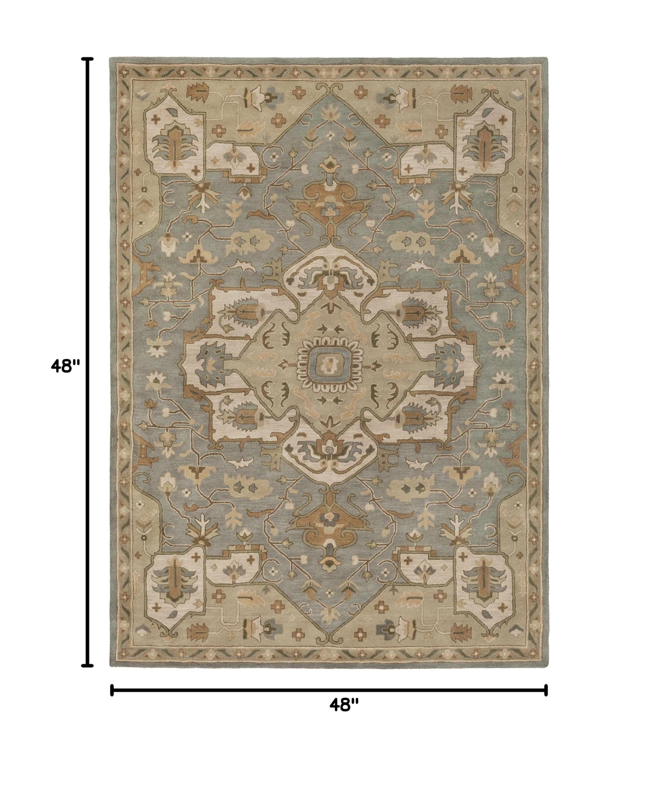 Hauteloom Broomfield Wool Area Rug - Traditional Round 4' - Gray, Brown, Beige - Soft & Durable for Living Room, Bedroom, Nursery - Perfect for Home Decor & Cozy Spaces