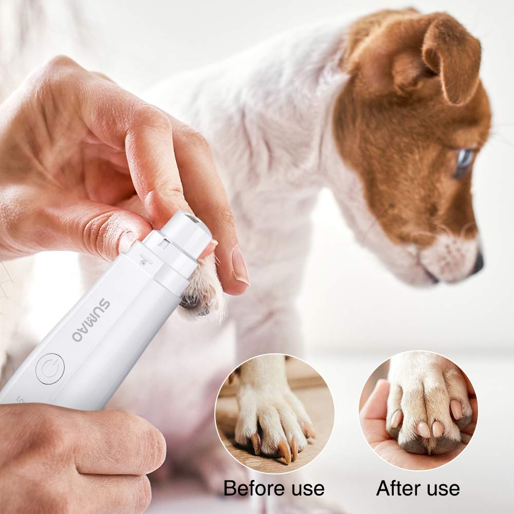 Rechargeable Electric Dog Nail Grinder & Trimmer - Painless Pet Nail Clipper for Small Medium Large Dogs & Cats (White) | Safe & Quiet Grooming Tool for Puppies, Kittens & Pets at Home