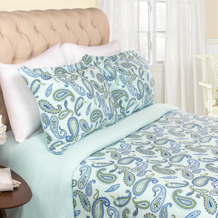 Reversible Flannel Trellis Duvet Cover Set with Pillow Shams - Soft Cozy Bedding for Winter - Perfect for Cold Weather & Holiday Home Decor