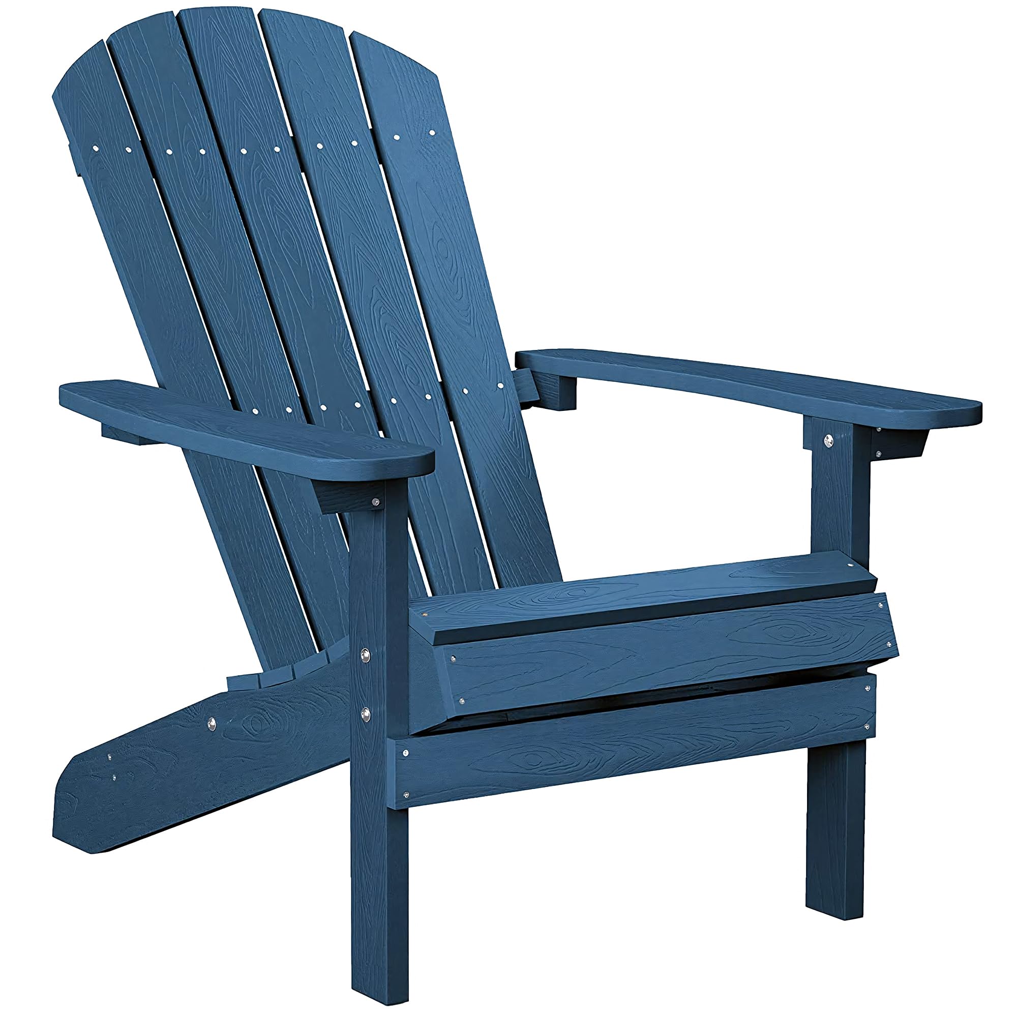 Weather-Resistant YEFU Adirondack Chair - Outdoor HIPS Plastic Patio Chair with Wood Texture - Durable Lawn, Fire Pit, Deck & Garden Furniture for Adults (Navy Blue) - Perfect for Backyard Relaxation & Outdoor Entertaining