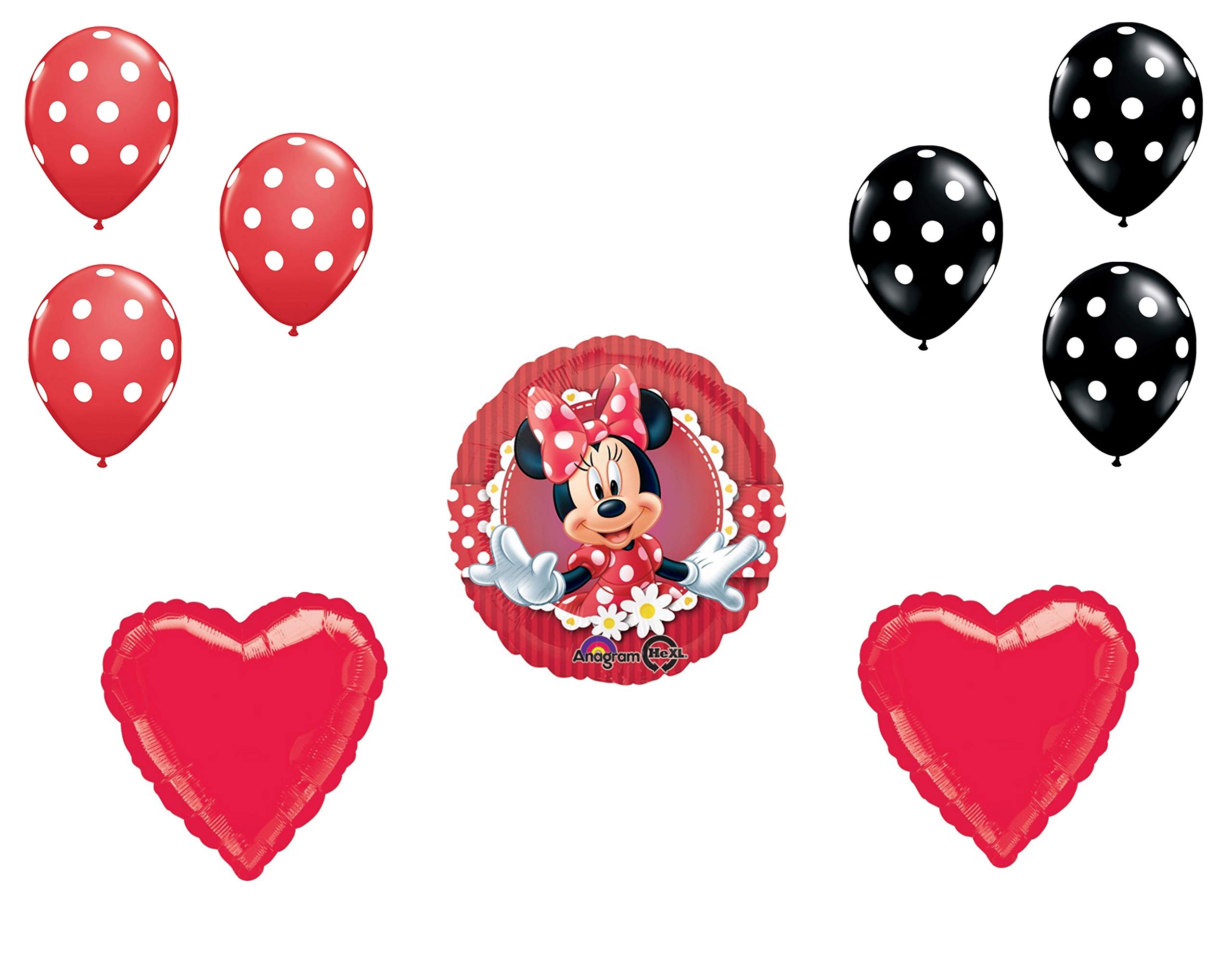 Minnie Mouse Balloons Set - 9-Piece Party Decorations with 6 Latex Balloons & 2 Foil Balloons | Cartoon Character Themed Birthday Supplies for Kids, Baby Showers & Disney Theme Parties