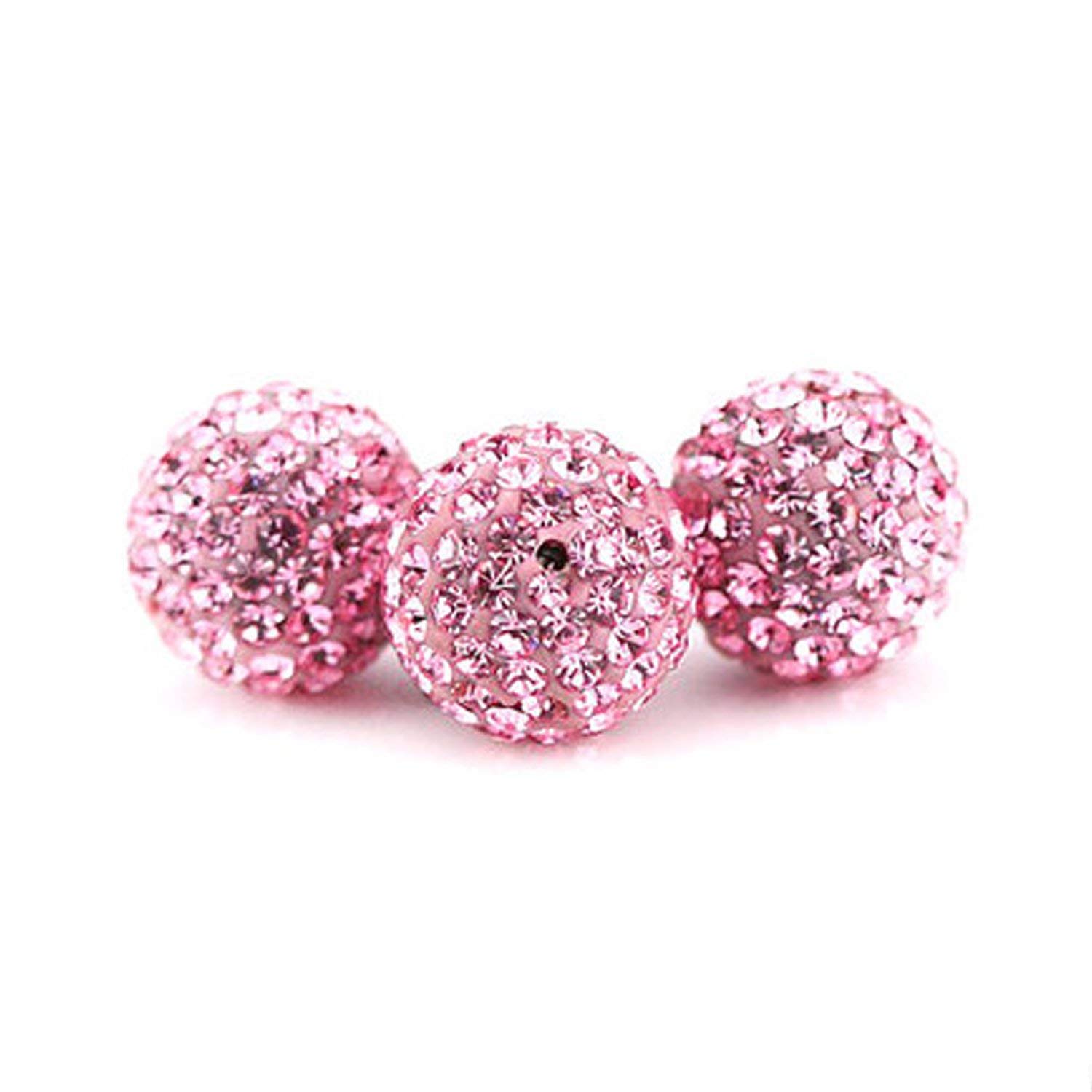 RUBYCA 100pcs 12mm Light Rose Pink Pave Czech Crystal Disco Ball Clay Beads for Shamballa Bracelet Making - DIY Jewelry Crafting, Bohemian Style Accessories, Gift Wrapping Decorations