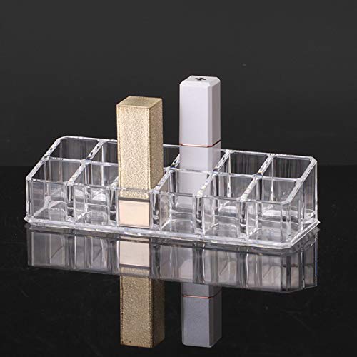 12-Section Clear Acrylic Makeup Organizer - Lipstick & Cosmetic Storage Holder for Vanity, Bathroom Counter, Travel (AR Mall)