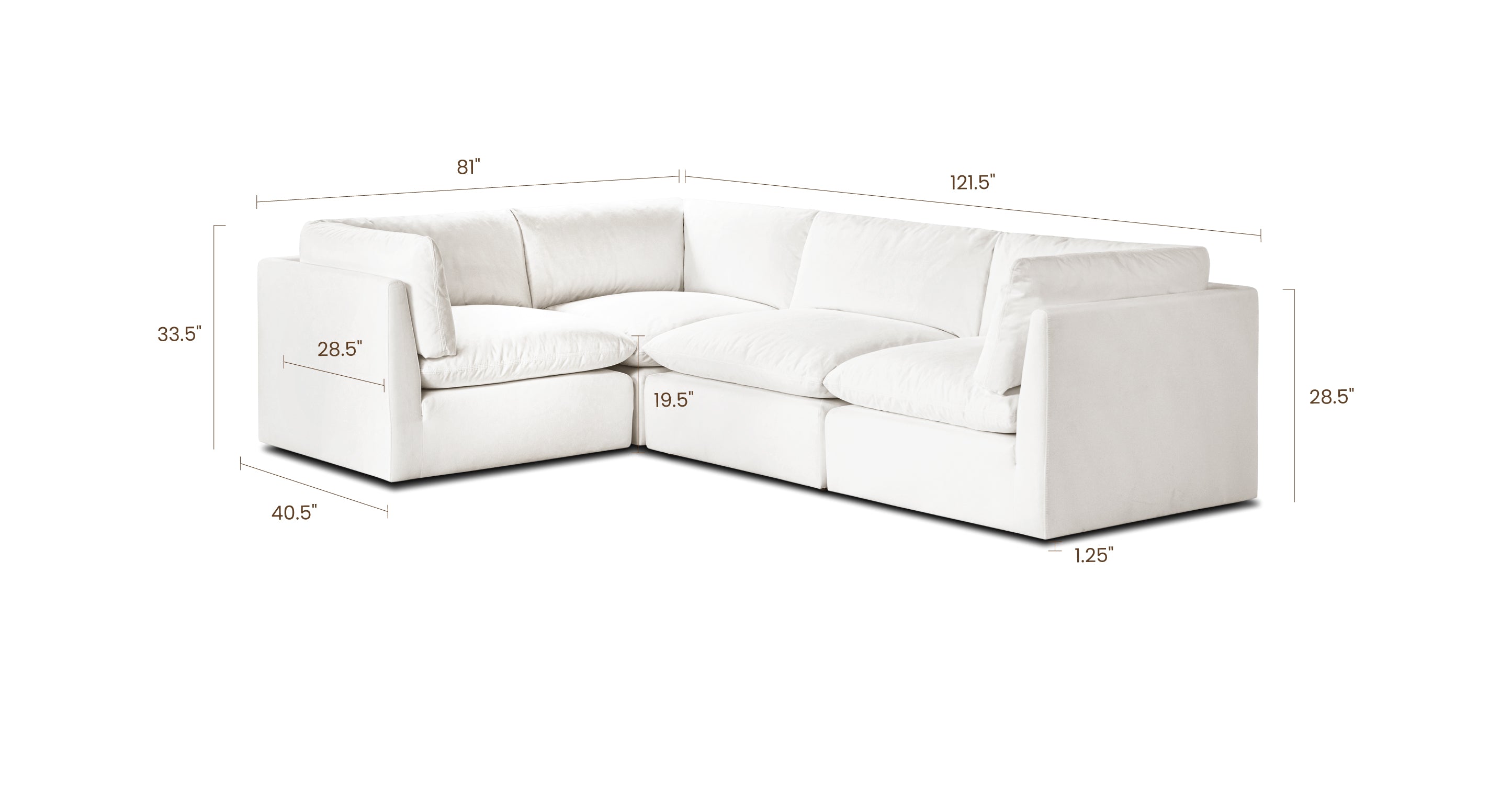 4-Seat Davos Modular L-Shaped Sectional Sofa - Modern Living Room Furniture for Small Spaces & Apartments - Perfect for Family Gatherings & Movie Nights