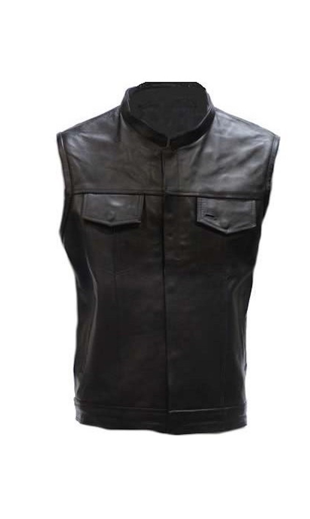 Men's Genuine Leather Motorcycle Vest with Solid Back, Concealed Snaps & Gun Pockets - Perfect for Biker Clubs, Riding Gear & Outdoor Adventures