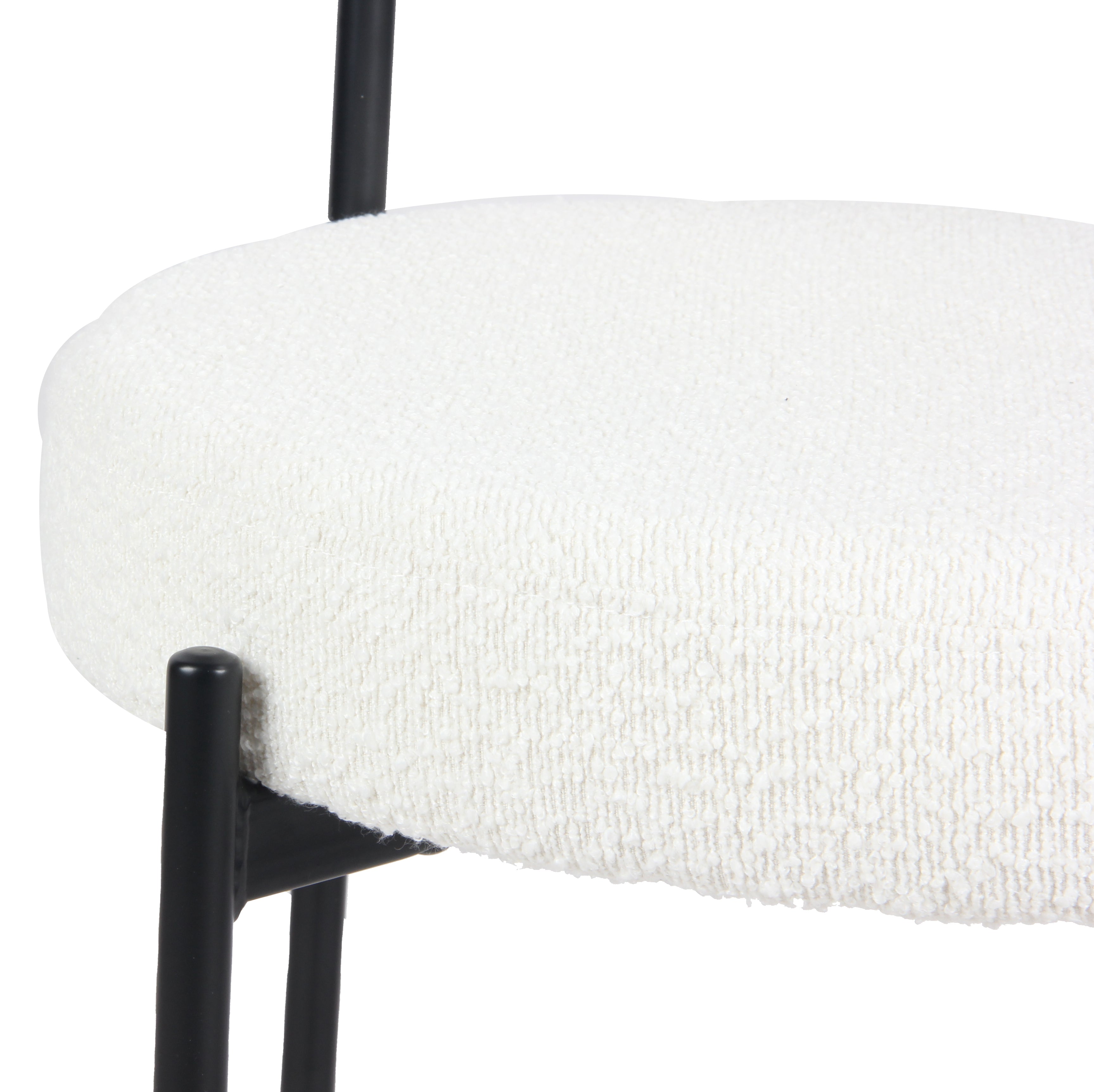 Roundhill Furniture Burbank Modern Round Boucle Dining Chairs, Set of 2 - Mid Century Style Upholstered Seating for Kitchen, Dining Room & Breakfast Nook - Comfortable & Stylish Home Decor