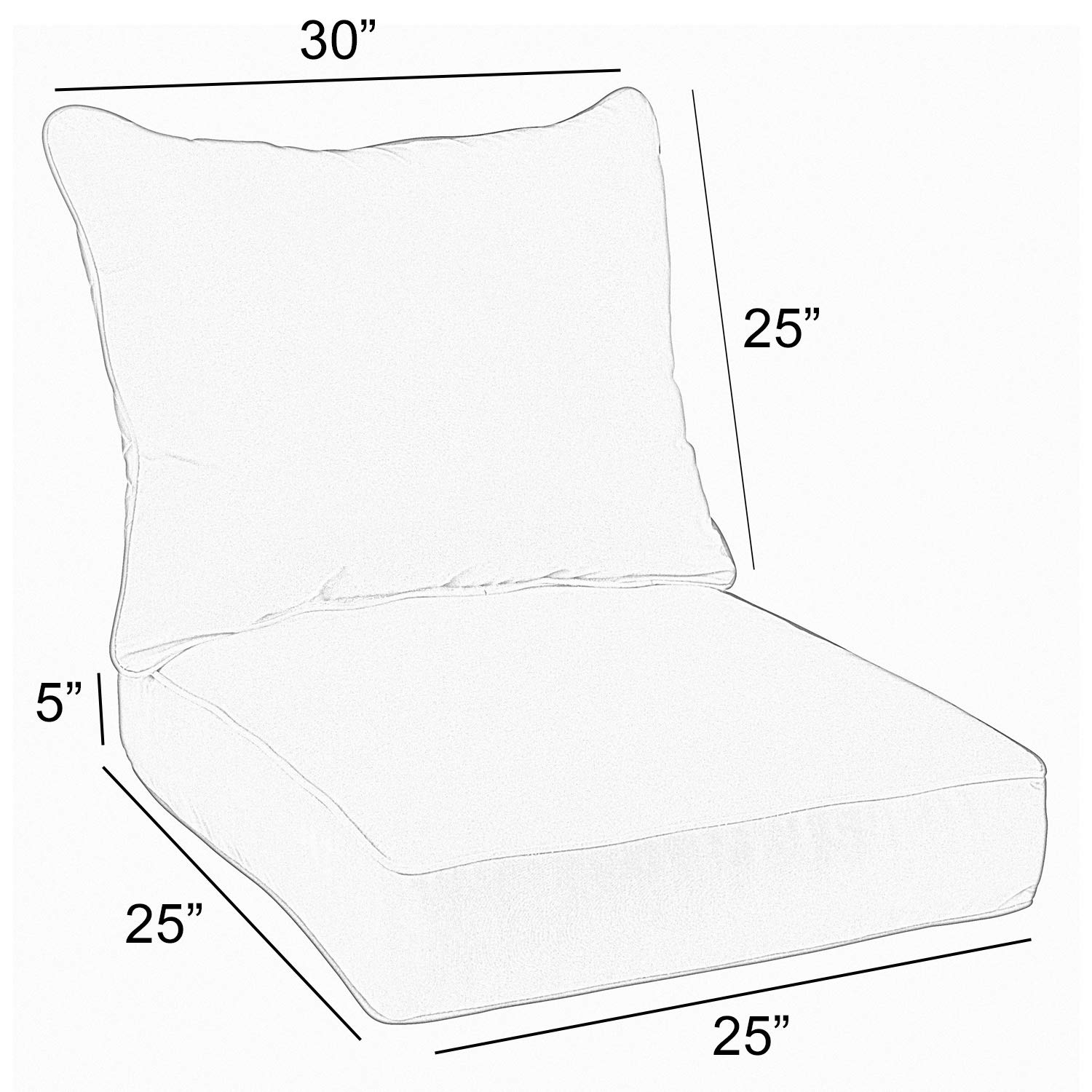 Sorra Home Sunbrella Canvas Natural Outdoor Seat Cushion and Back Pillow Set - 25