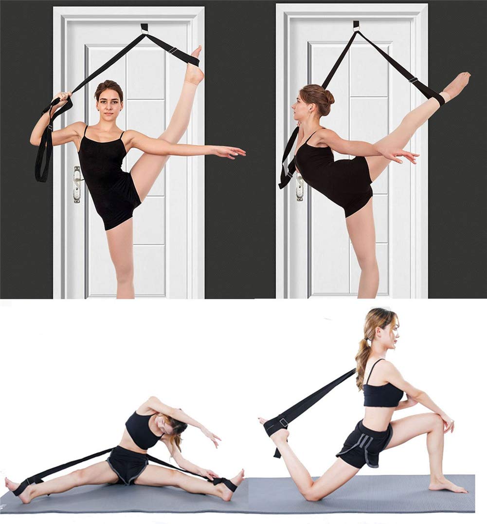 Adjustable Leg Stretching Strap with Door Anchor - Yoga Flexibility Trainer for Ballet, Dance, Cheerleading & Gymnastics - Home Workout Equipment for Splits Training & Leg Stretching Exercises (Ideal for Yoga, Pilates, Dance Practice & Home Fitness)