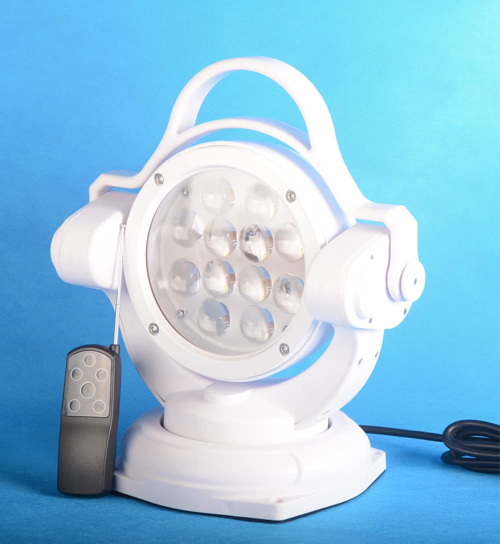 11 Inch 60W LED Search Light with Remote Control - 360° Rotating Magnetic Base - Waterproof Spot Work Light for Hunting, Camping, Boat & Driving - White Beam Fog Lights for Outdoor & Emergency Use
