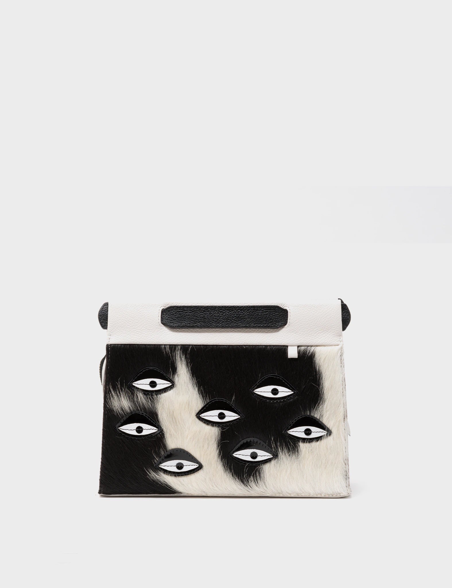 Vali Crossbody Small Cream Leather Bag with Eyes Applique & Adjustable Strap - Perfect for Everyday Use, Travel, and Casual Outings