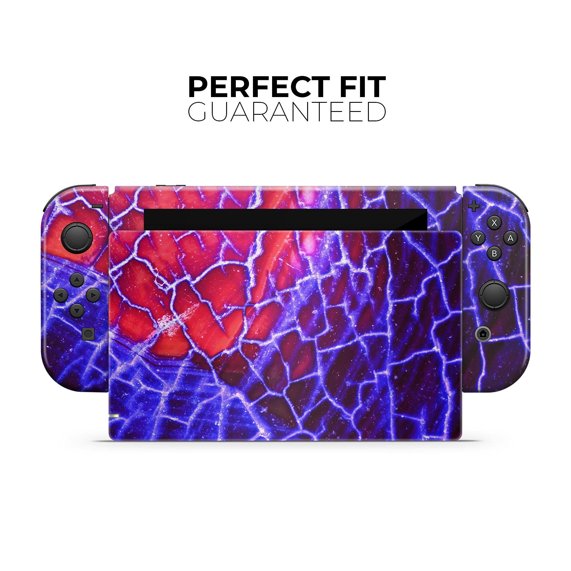 Nintendo Switch OLED Console Skin Decal - Scratch-Resistant Removable Vinyl Wrap Cover (Blue Red Dragon Vein Agate) - Protective Gaming Accessory for Travel & Home Entertainment
