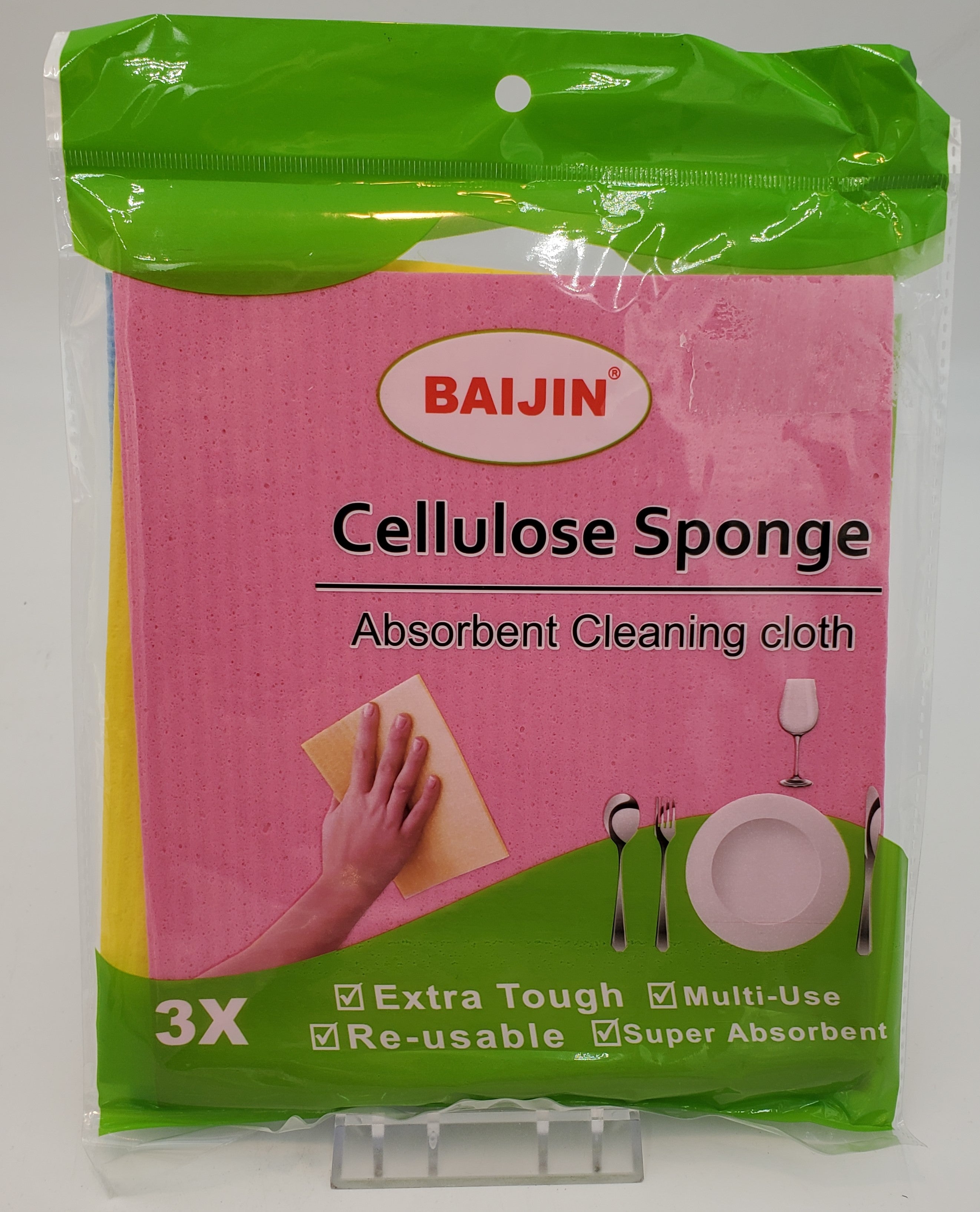 3-Pack Premium Cellulose Sponge Cloths - Super Absorbent & Eco-Friendly Kitchen Cleaning Sponges for Dishes, Countertops, and Stainless Steel - Perfect for Home, Restaurant, and Office Use