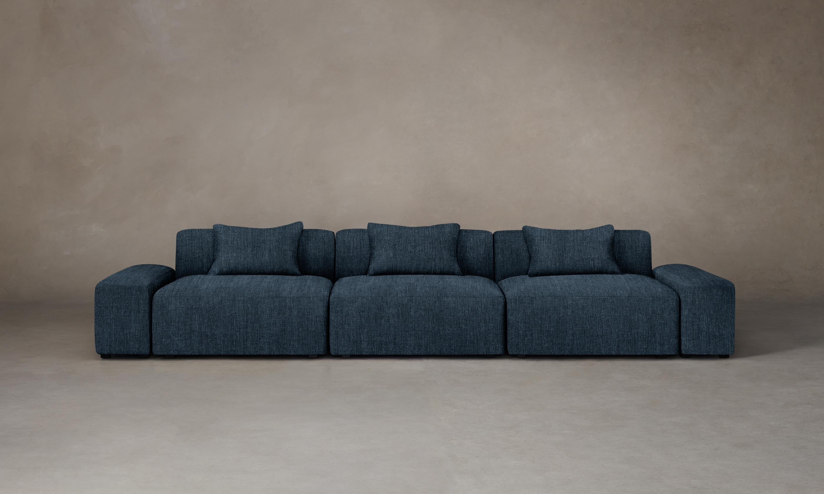 Breuer Modular Sofa - Performance Tweed Denim Fabric - Modern Sectional Couch for Living Room, Lounge & Office Spaces
