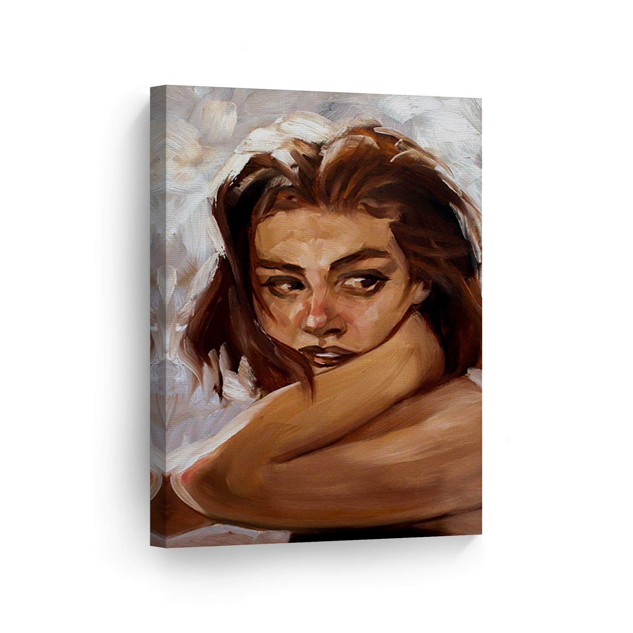 Kenney Mencher Angel Standing by Oil Painting - 40x30 Inch Canvas Print Wall Art | Sexy Woman Portrait for Living Room & Bedroom Decor | Ready to Hang Made in USA | Perfect for Home Staging, Gift Giving & Interior Design