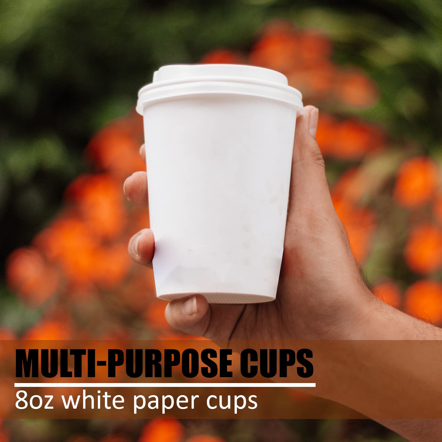Smygoods 10 oz Disposable Paper Coffee Cups with Lids - 50 Pack Bulk Hot/Cold Drink Cups for Coffee, Tea, Office, Cafes & Home Use
