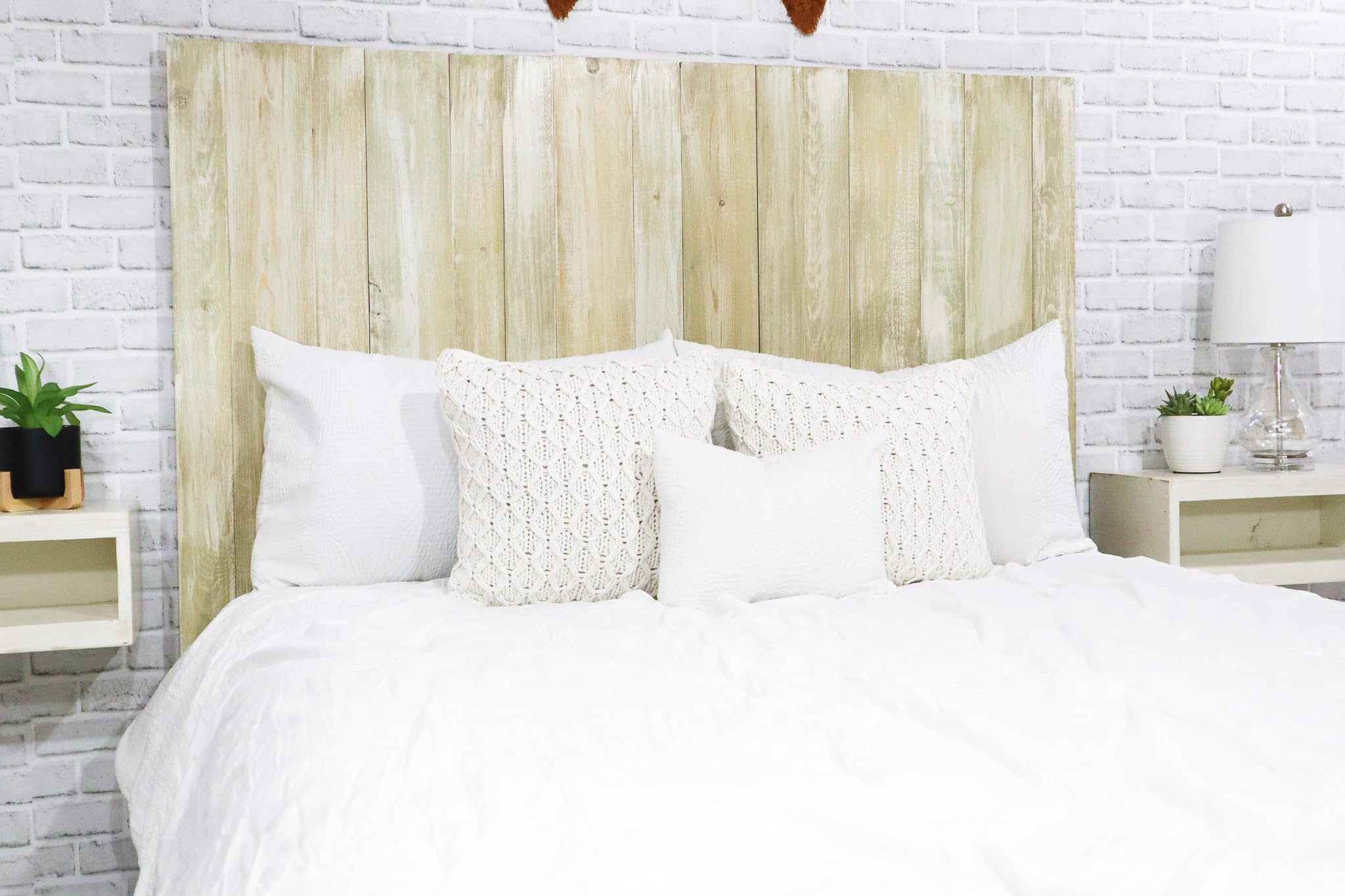 Barn Walls Sagewash Headboard - Farmhouse Style Wooden Headboard with Washed Finish, Floating Panels, Wall Mounted, Adjustable Height, Easy Assembly, King Size Bed Frame - Perfect for Rustic Bedroom Decor & Master Suite Upgrade