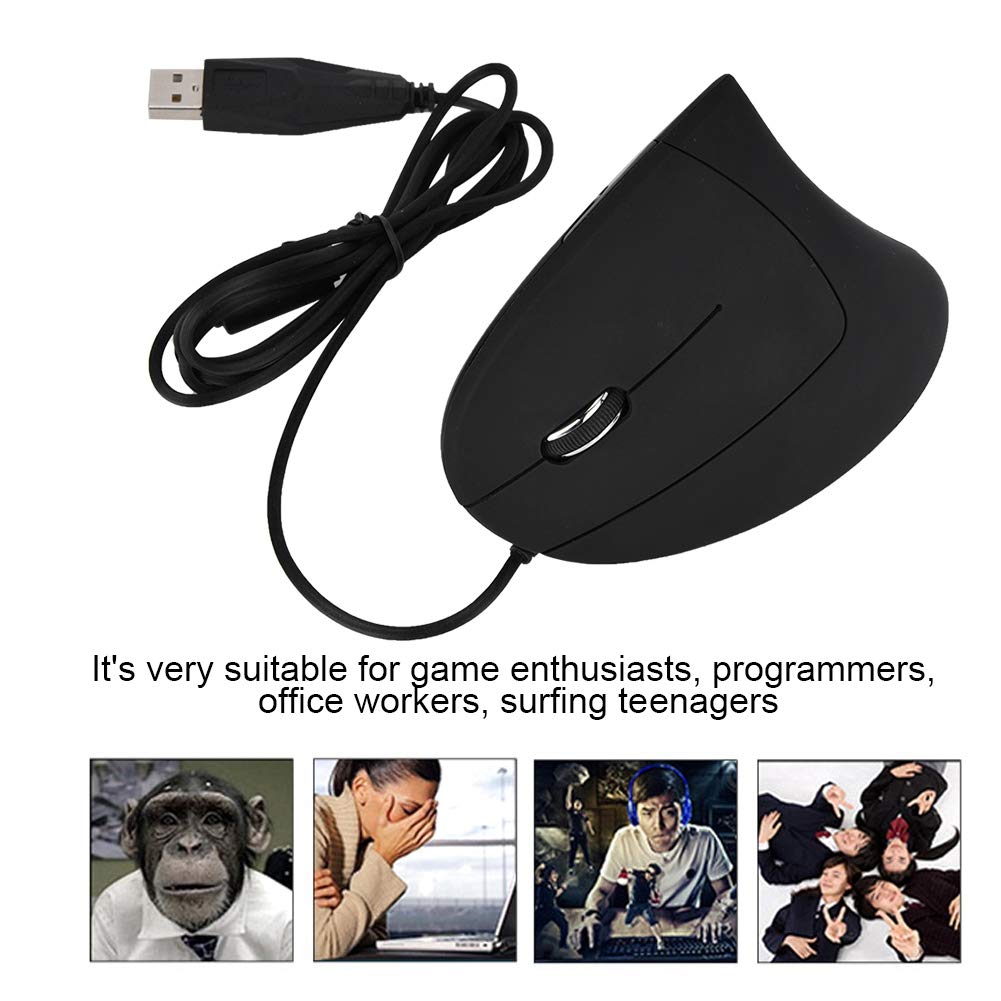 Wired Vertical Ergonomic Mouse for Left Hand - Gaming & Office Wrist Support Mouse for Laptop, PC, and Computer Use