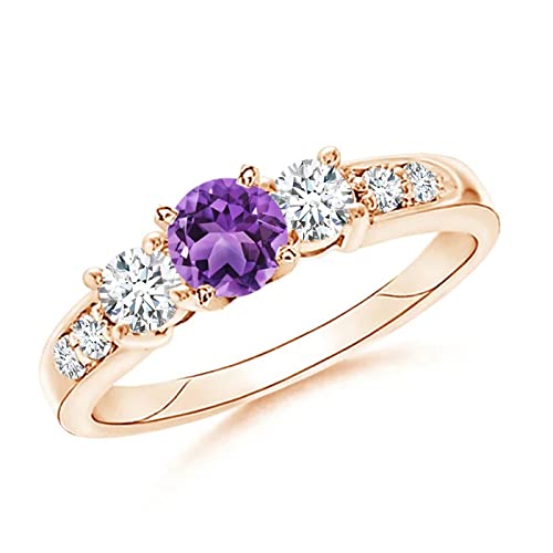 0.75 Carat Three Stone Amethyst Engagement Ring in 10K White Gold for Women - Perfect for Proposals, Anniversaries & Special Occasions