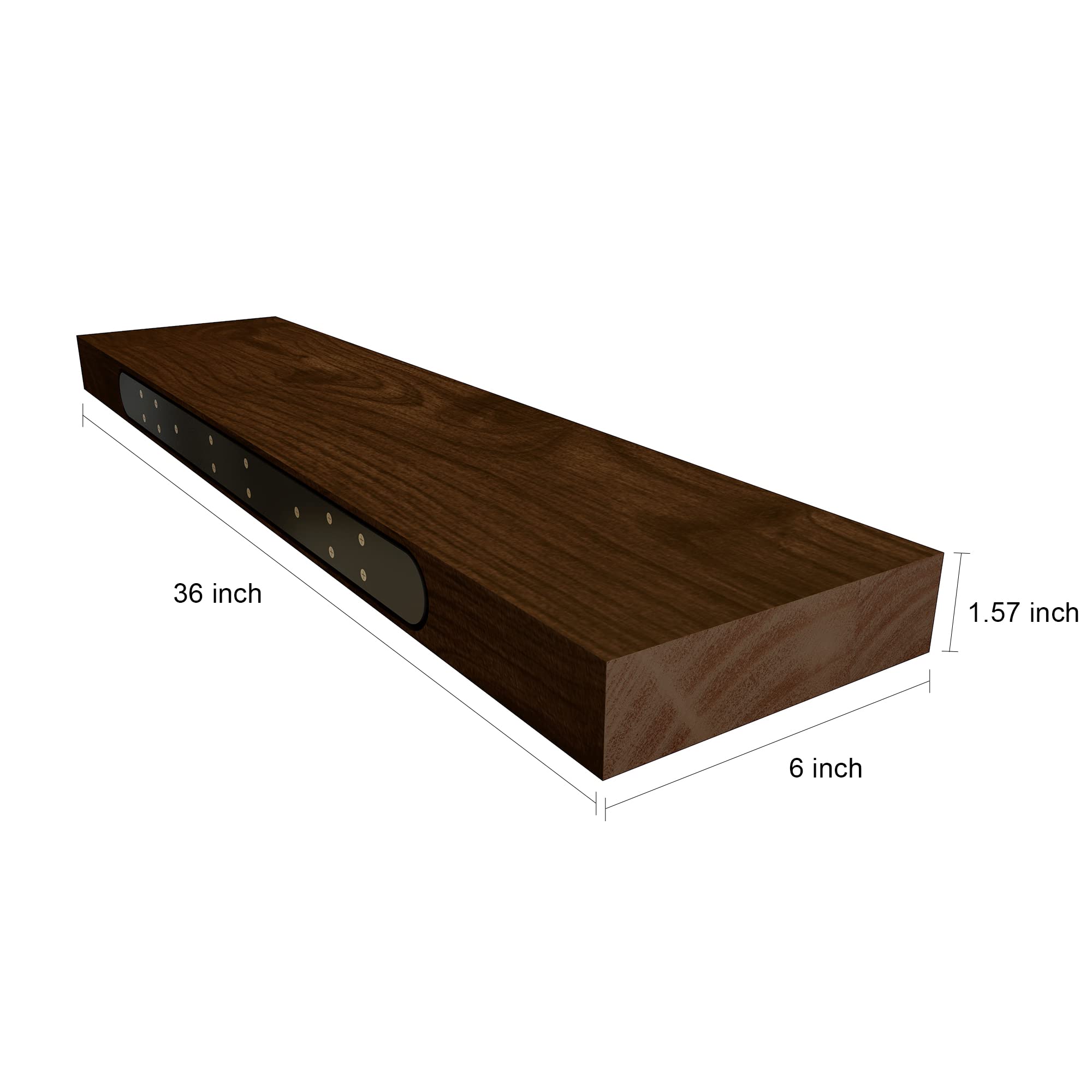 Rustic Dark Walnut Floating Shelves Set of 2 - 36 Inch Natural Wood Wall Mounted Storage Shelves for Bedroom, Living Room, Bathroom, Kitchen, Office & Farmhouse Decor - Perfect for Displaying Books, Plants, Photos and Home Decor Items