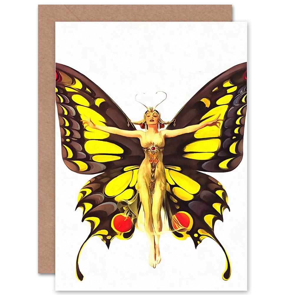 Wee Blue Coo Vintage 1922 LIFE Magazine Butterfly Dancer Fine Art Greeting Card - Birthday, Anniversary & Special Occasion Blank Note Cards