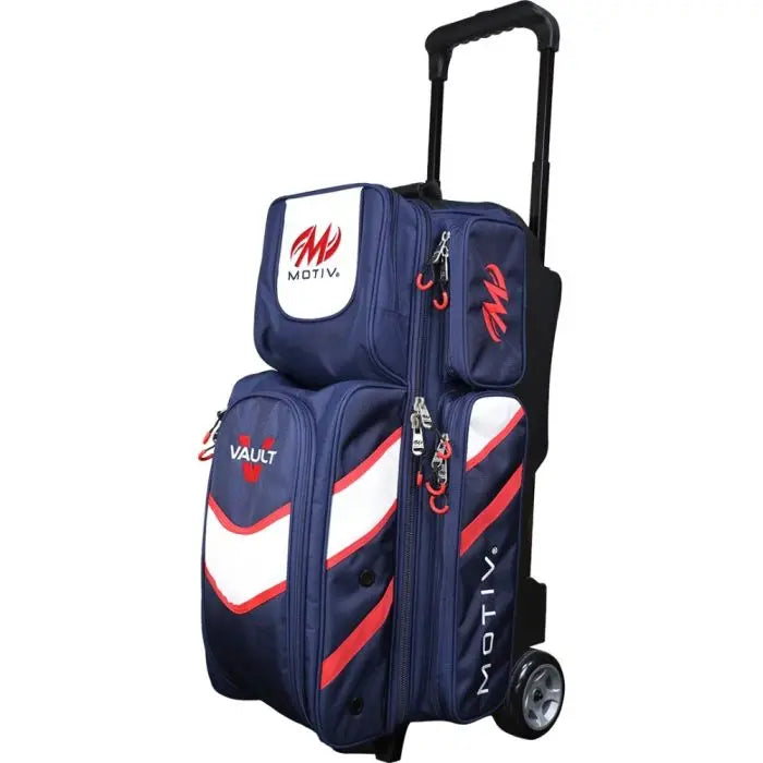 Motiv Vault 3 Ball Triple Roller Liberty Bowling Bag - Premium Bowling Equipment for Serious Bowlers - Perfect for League Play, Tournaments & Practice Sessions