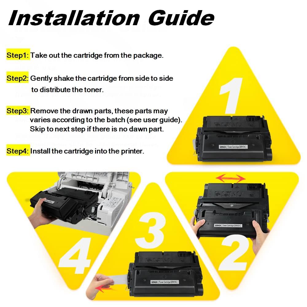 V4ink Compatible Toner Cartridge Replacement for HP 42A Q5942A & 38A Q1338A (1-Pack, Black) - Works with HP LaserJet 4200 4240 4250 4350 Series Printers - High-Quality Printing for Office Documents & Business Reports