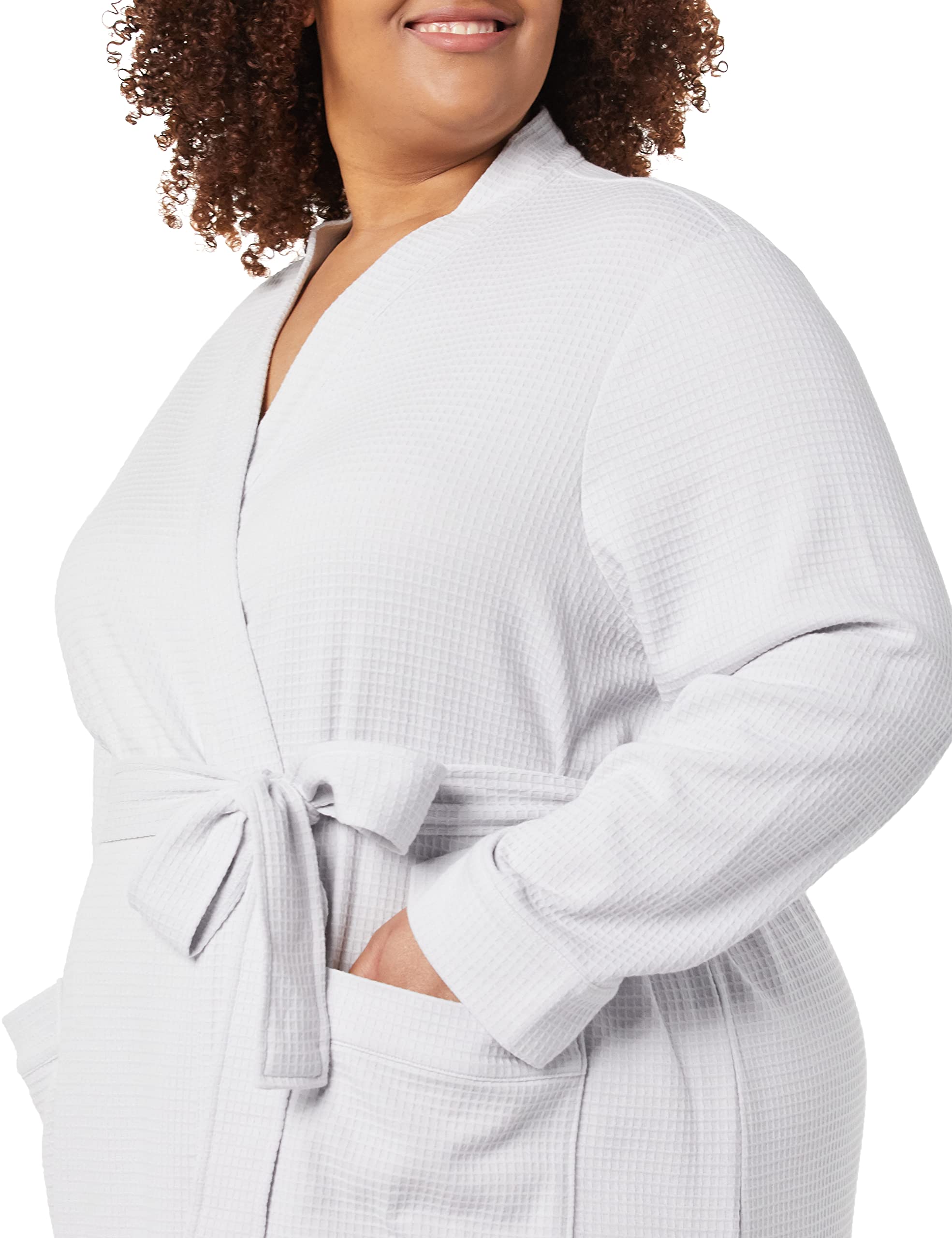 Amazon Essentials Women's Lightweight Waffle Full-Length Robe - Soft Cotton Bathrobe with Pockets (Plus Size Available) - Perfect for Spa, Lounge & Relaxation at Home