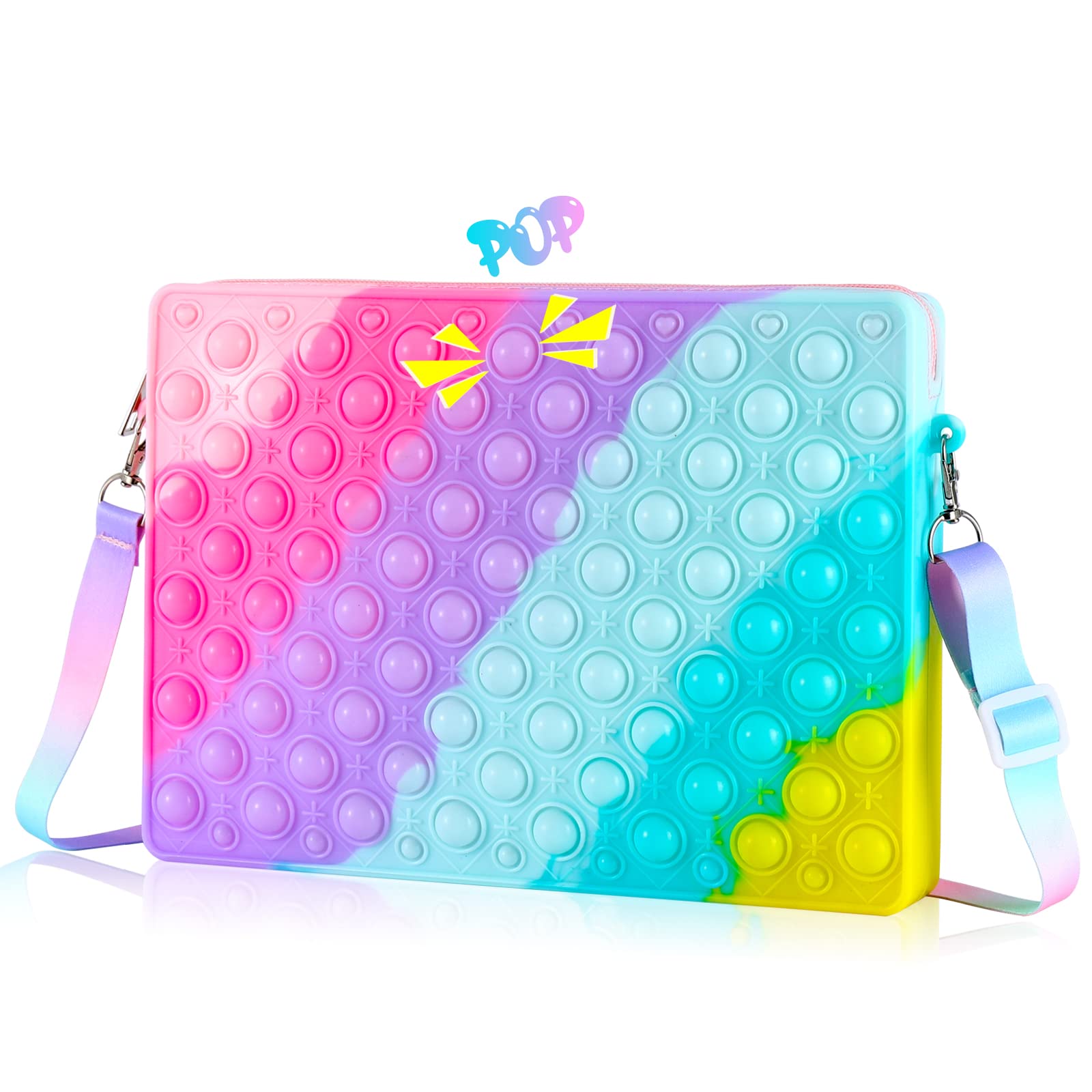 Rainbow Pop Purse Fidget Toy for Girls 8-12 - Push Bubble Sensory Stress Relief Bag, Cute Popper Purse for School, Birthday & Party Favors | Perfect Gift for Teen Girls, Classroom & Travel Fidget Toy