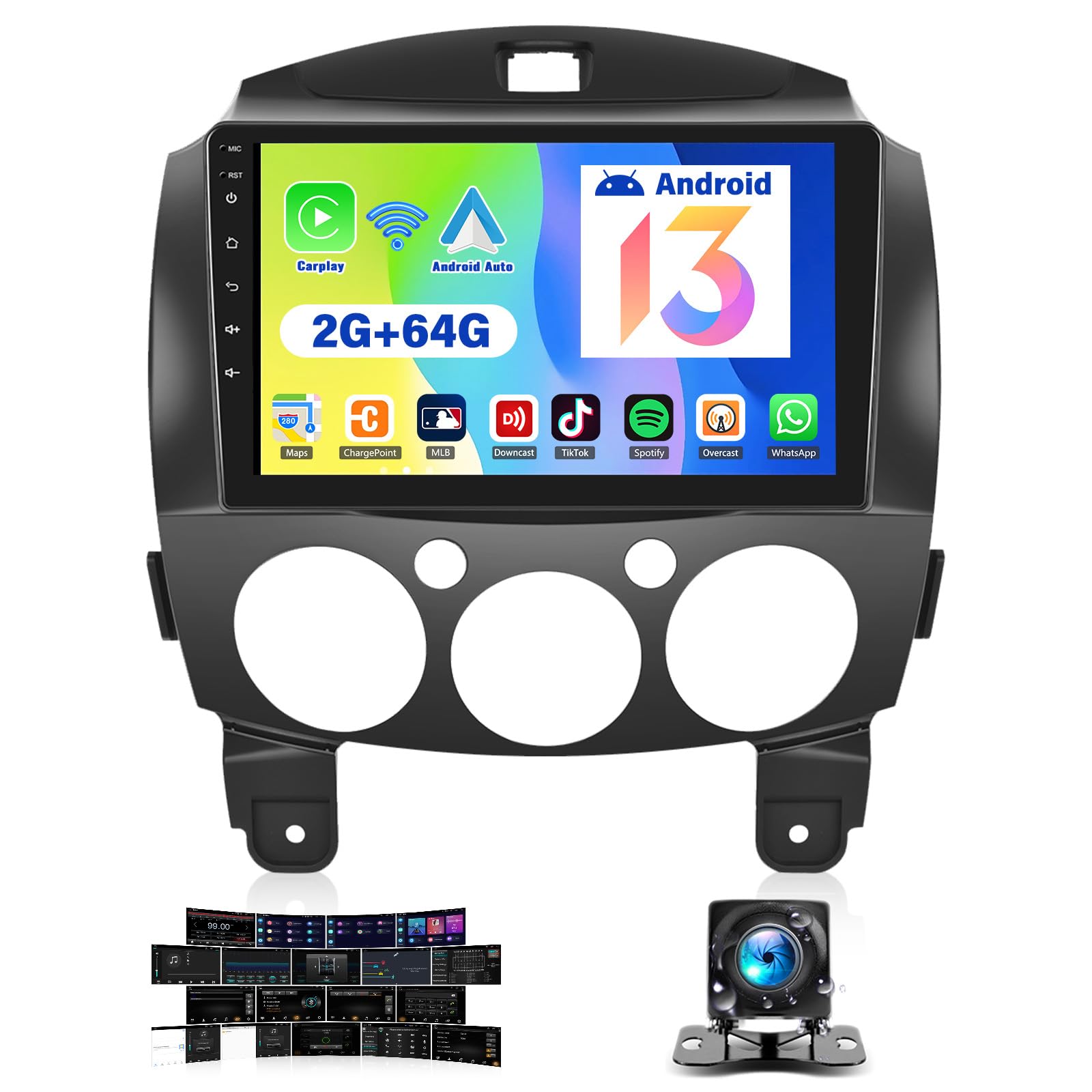 2+64GB Android 13 Car Stereo for Mazda 2 2007-2014 | 9