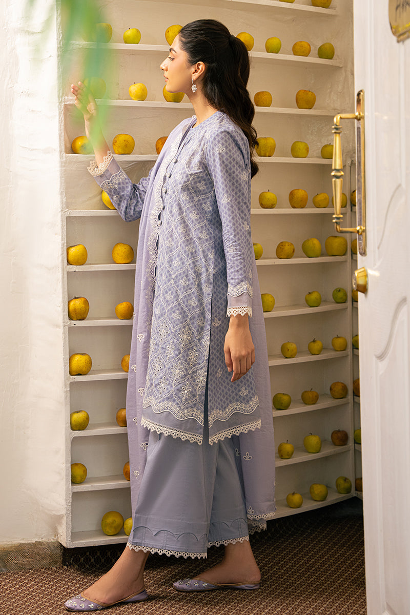 Lilac Whisper 3-Piece Embroidered Lawn Suit for Women - Elegant Floral Design, Breathable Fabric - Perfect for Weddings, Parties & Summer Outfits