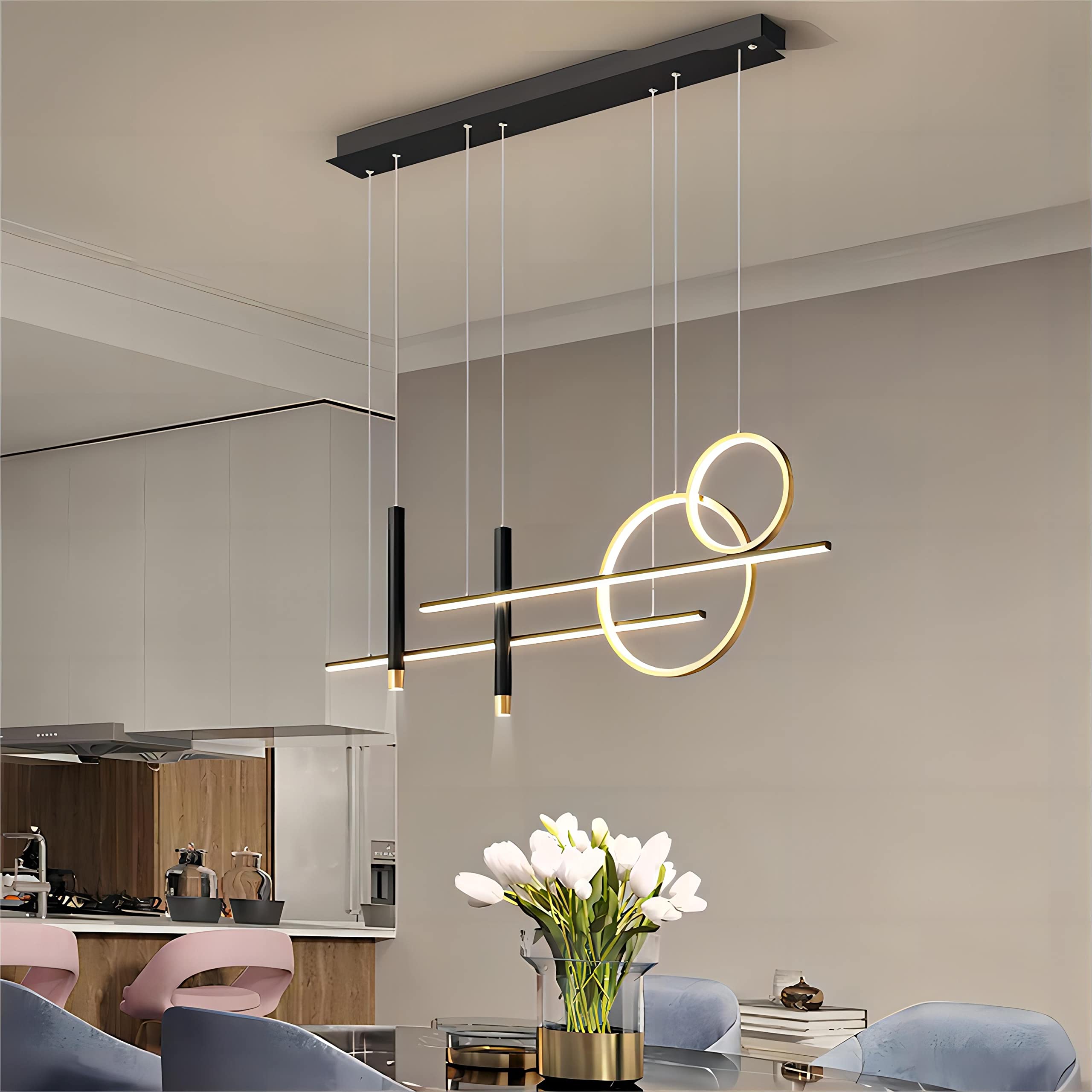 6-Light LED Island Pendant Lighting - 39.4