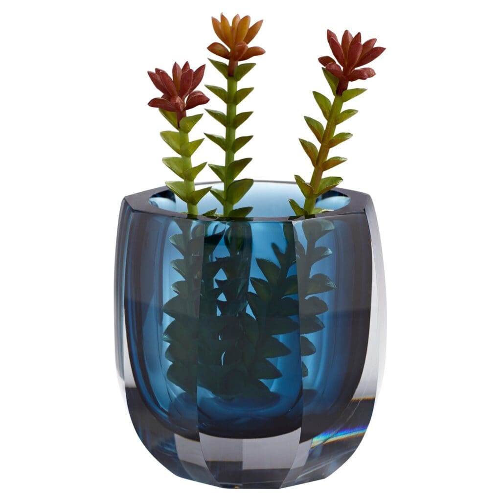 Cyan Design 11254 Azure Oppulence Vase - Large Blue & Clear Glass Vase for Home Decor, Wedding Centerpiece, Floral Arrangement