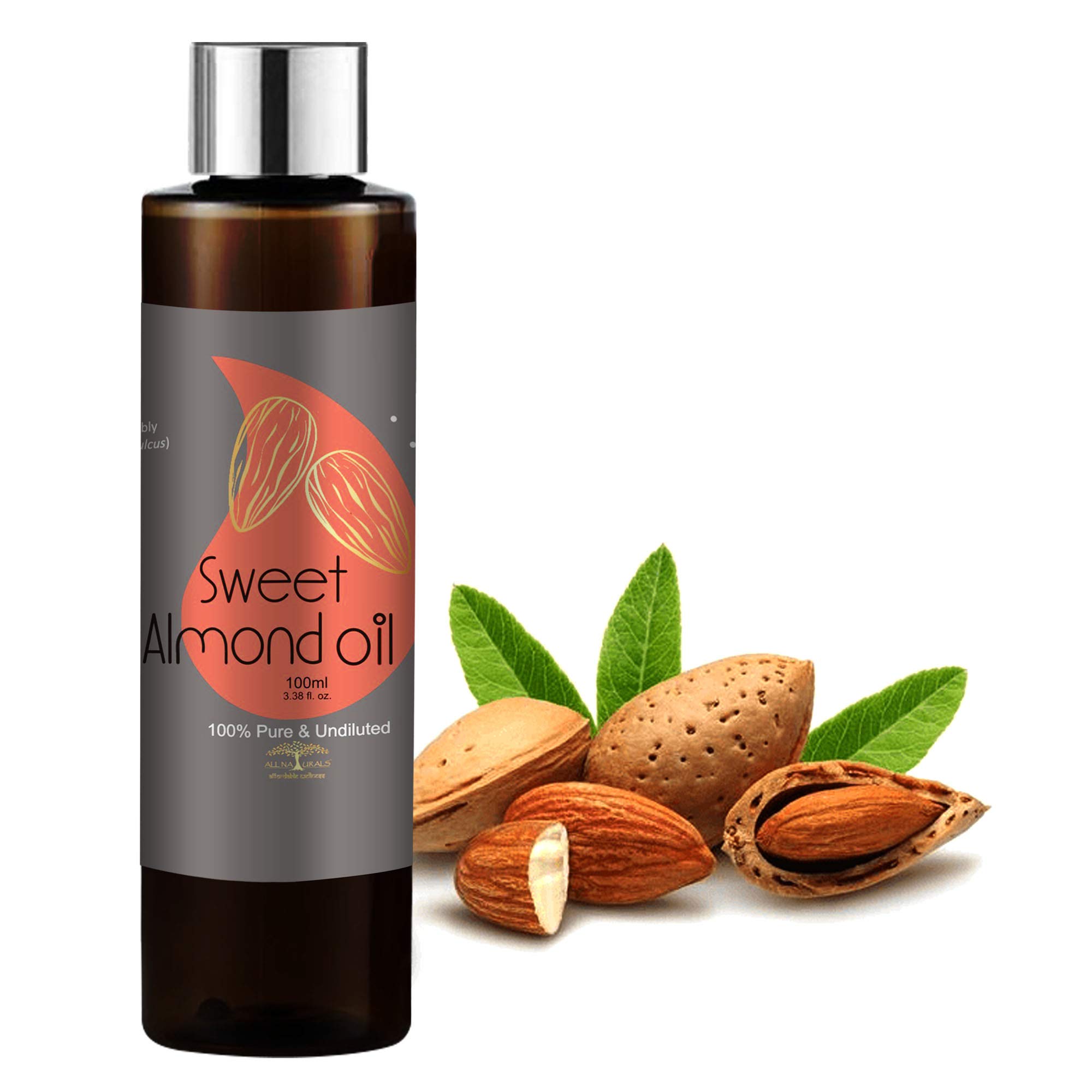 100% Pure Cold Pressed Sweet Almond Oil - 100ml All Natural Carrier Oil for Skin & Hair Care | Hydrating, Nourishing & Massage Use | Made in Himachal Pradesh