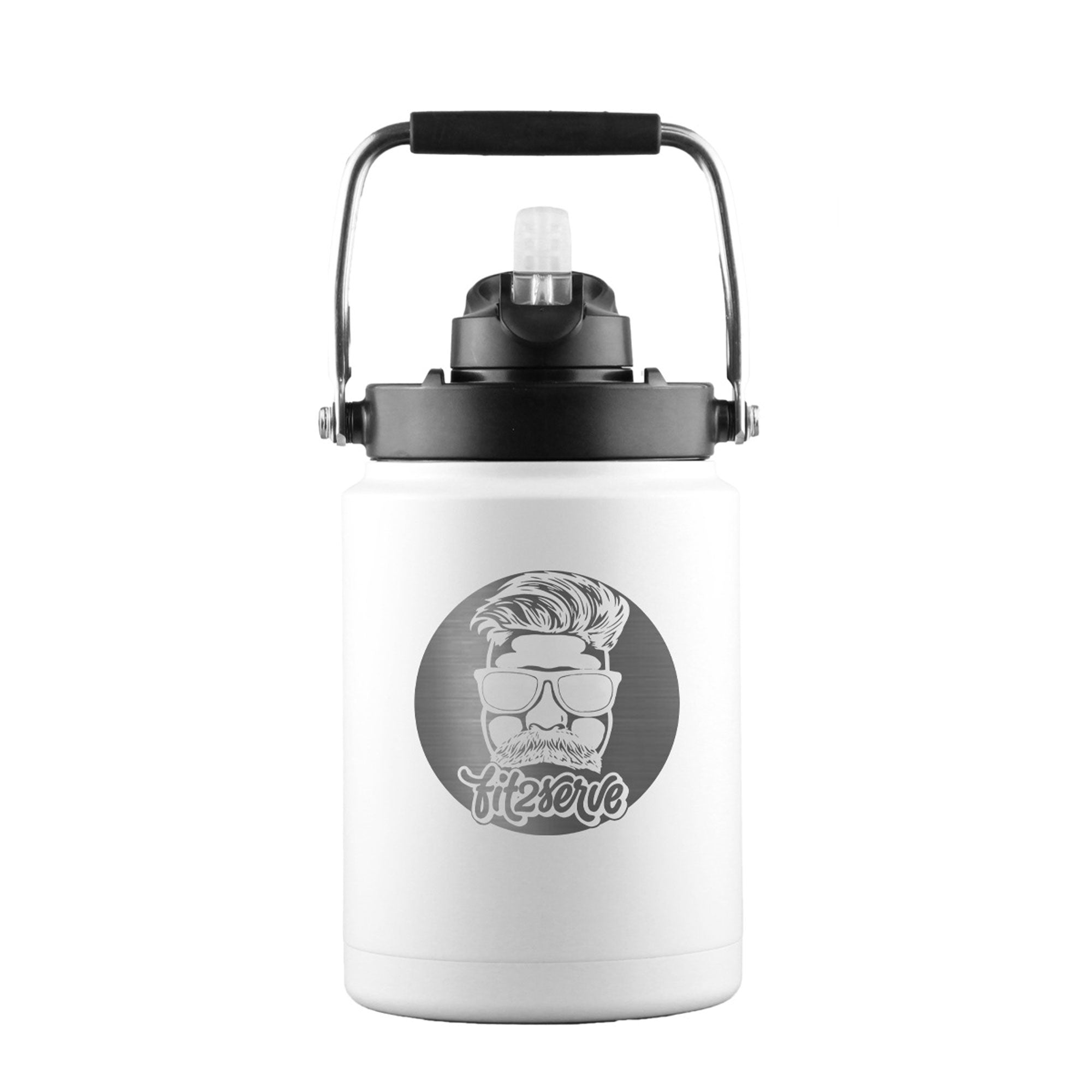 FIT2SERVE Custom Half Gallon Water Jug - Personalized Insulated Stainless Steel Water Bottle for Gym, Hiking & Outdoor Activities