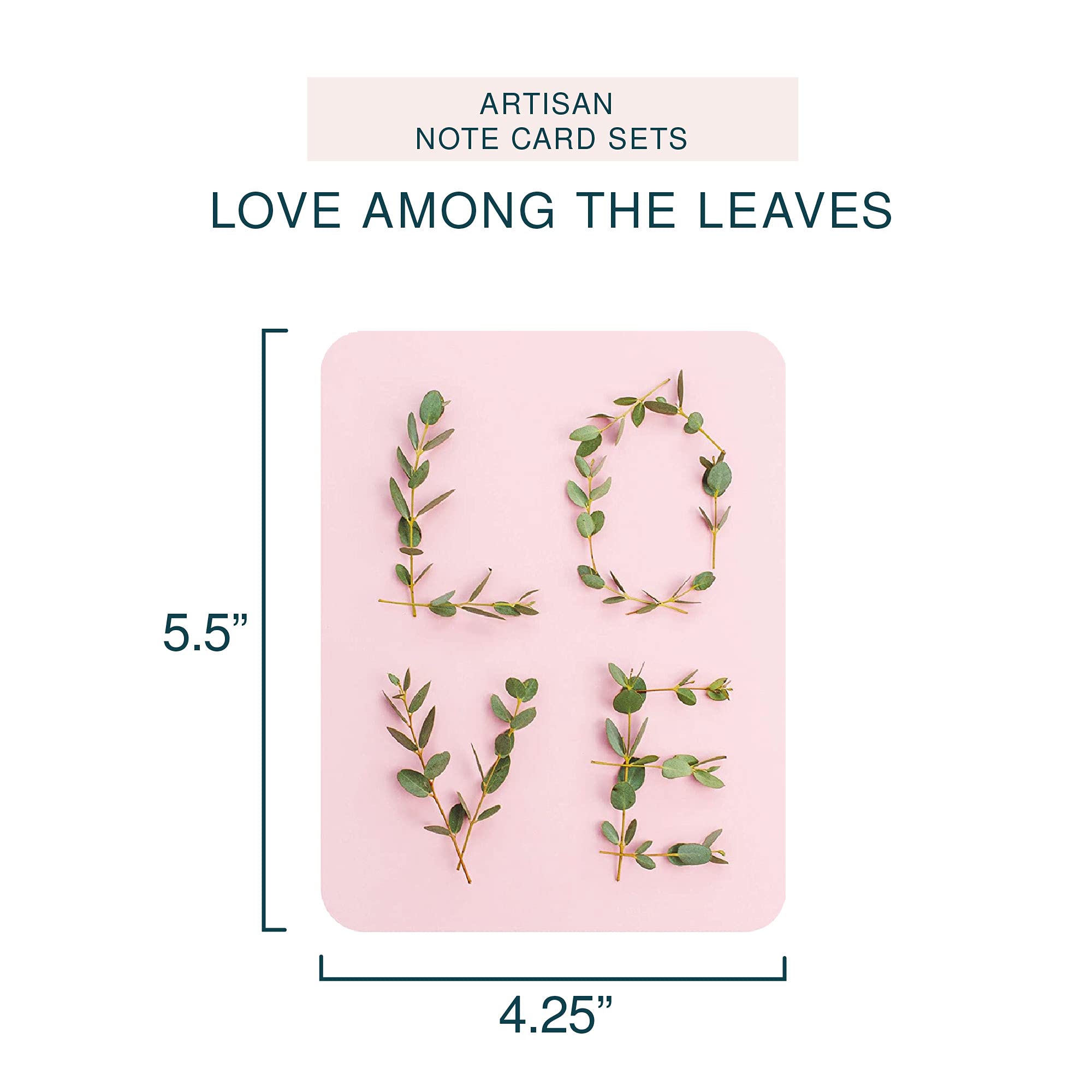 Studio Oh! Artisan Blank Note Cards - Love Among The Leaves - Pack of 8 (4.25