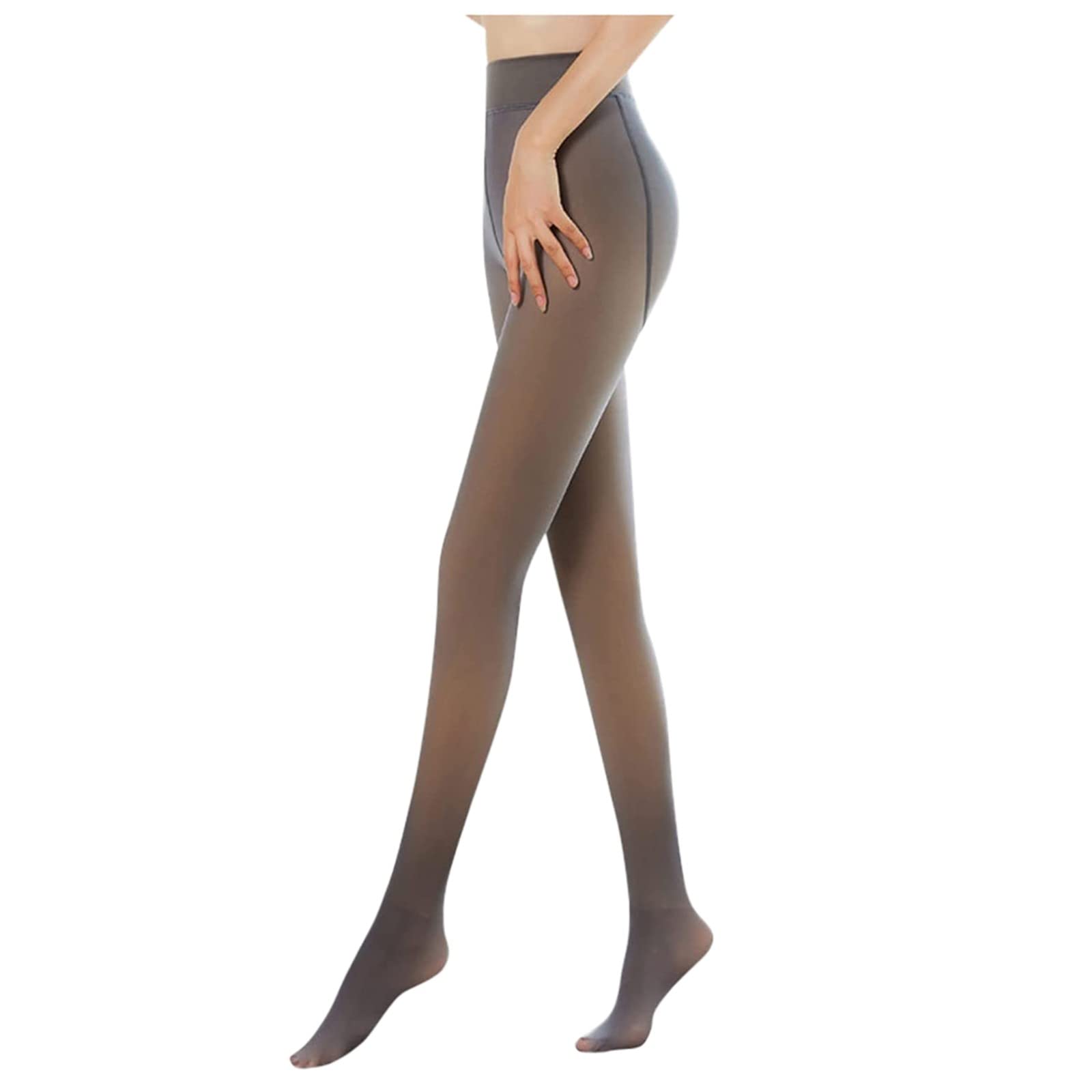 Nevera Women 2PCS High Waist Fleece Lined Leggings - Thin Skin Tone Foot Socks, Nudie Tights for Winter Warmth, Yoga, Workout & Daily Wear