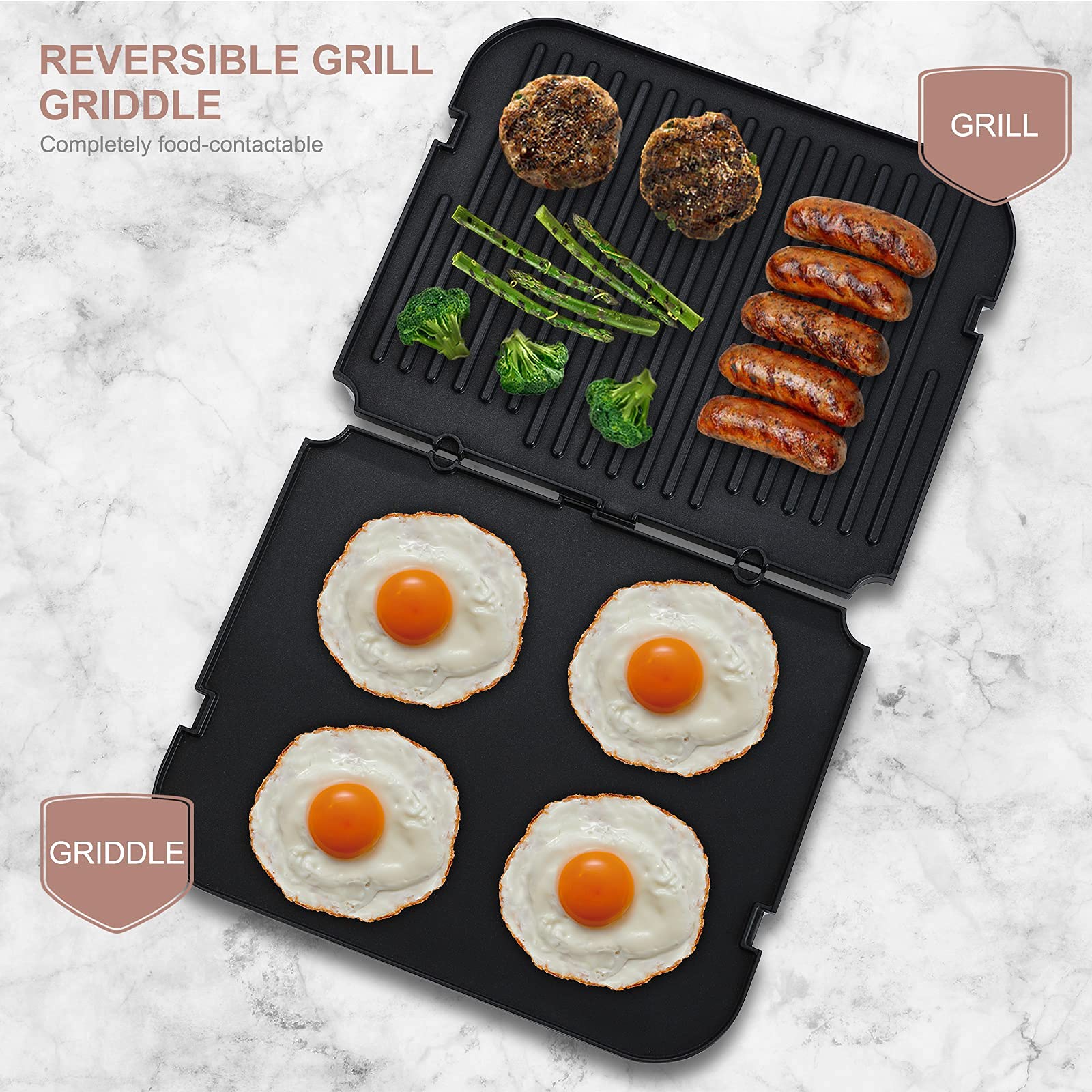 Replacement Griddler Plates for Cuisinart GR-4NP1 5-in-1 Grill & Panini Press - BPA Free Non-Stick Cooking Griddle Accessories (2 Pack) - Perfect for Grilling, Panini Press & Breakfast Cooking
