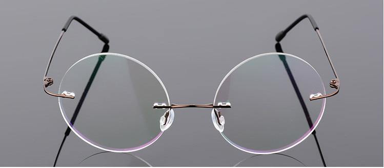 Steve Jobs Gandhi Harry Potter Style Foldable Ultra Light Blue Light Blocking Computer Glasses - Round Rimless Eyewear for Men & Women - Perfect for Office, Gaming & Screen Use