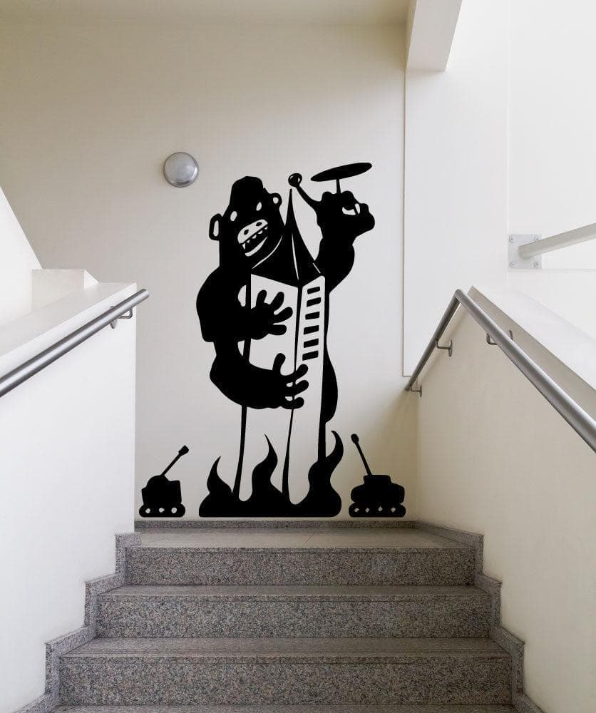 Gorilla Attack Vinyl Wall Decal Sticker - Premium Removable Art for Home, Office & Nursery Decor - #OS_MB487