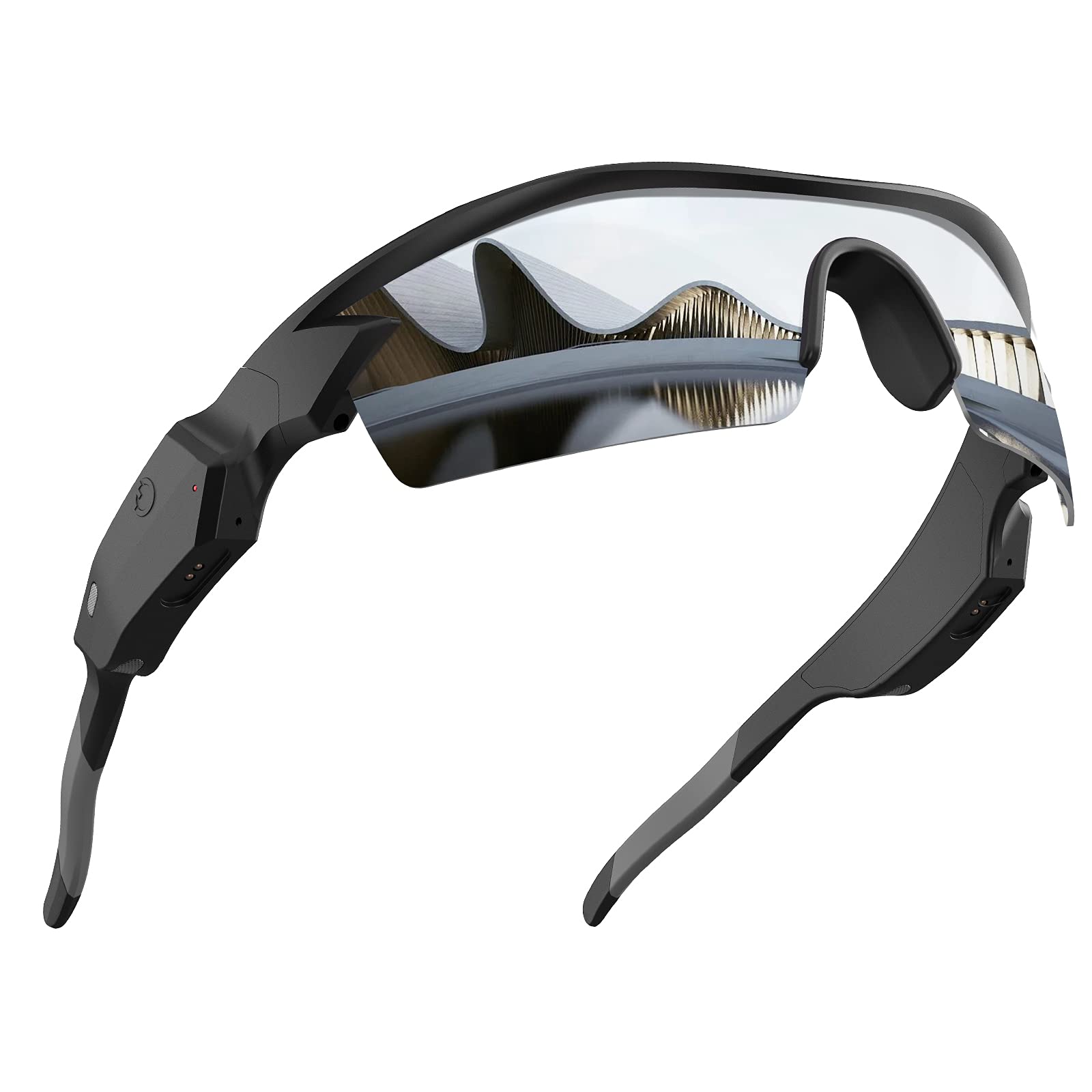 OKH Smart Bluetooth Sunglasses - Wireless Sports Audio Glasses with Open Ear Music & Hands-Free Calling - Polarized UV Protection Sunglasses for Men & Women (Mirrored Silver) - Perfect for Running, Cycling, Driving & Outdoor Activities