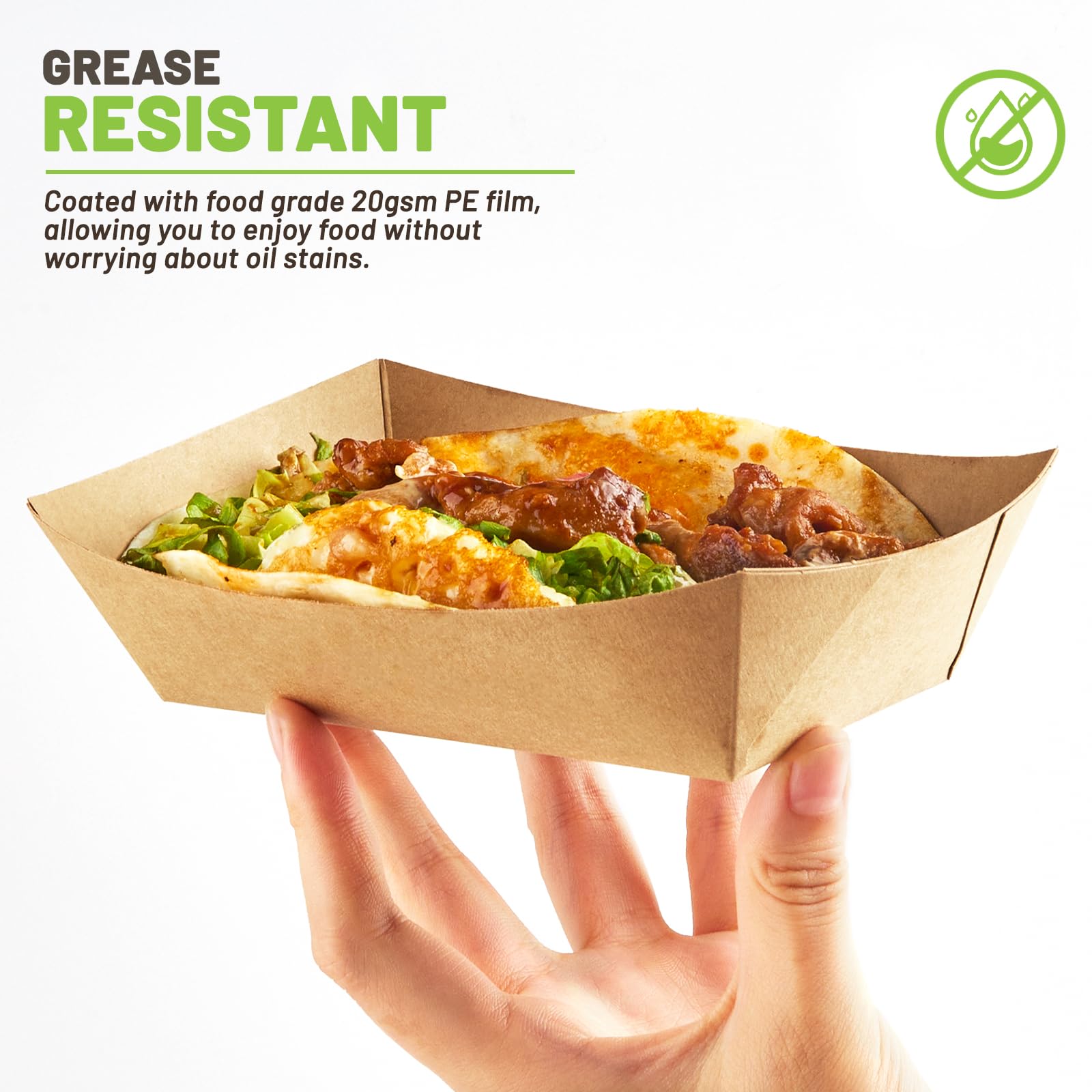 2 Lb Disposable Paper Food Trays - 100 Pack Brown Nacho Serving Boats for Party Snacks, Hot Dogs, Tacos & Fries | Eco-Friendly Takeout Containers for Restaurants, Catering & Picnics
