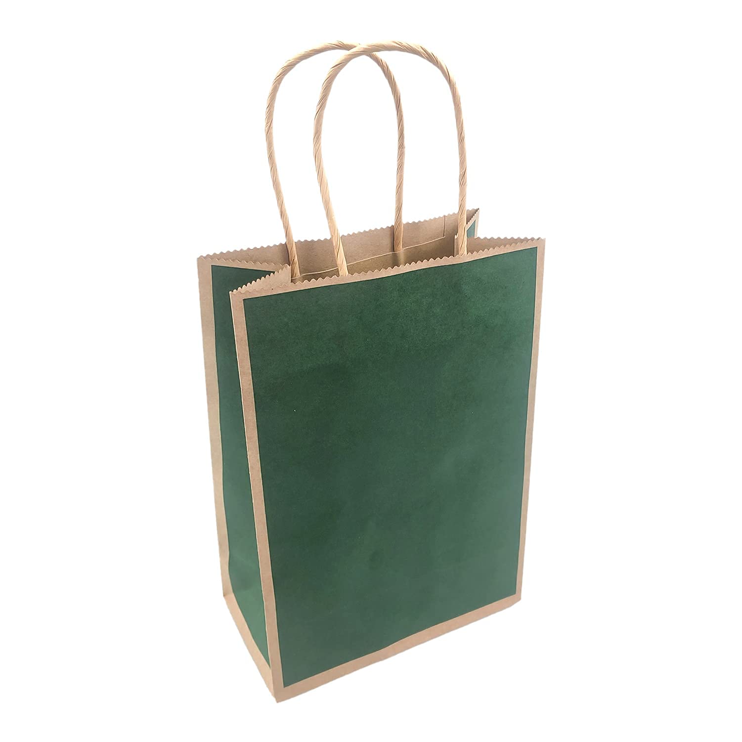 Eco-Friendly Custom Printed Kraft Paper Bags - 5.91x3.15x8.27 Inch (100 Pcs) - Reusable Shopping Bags, Merchandise Bags, Party Favors & Gift Bags for Retail Stores, Weddings, Supermarkets & Eco-Conscious Packaging