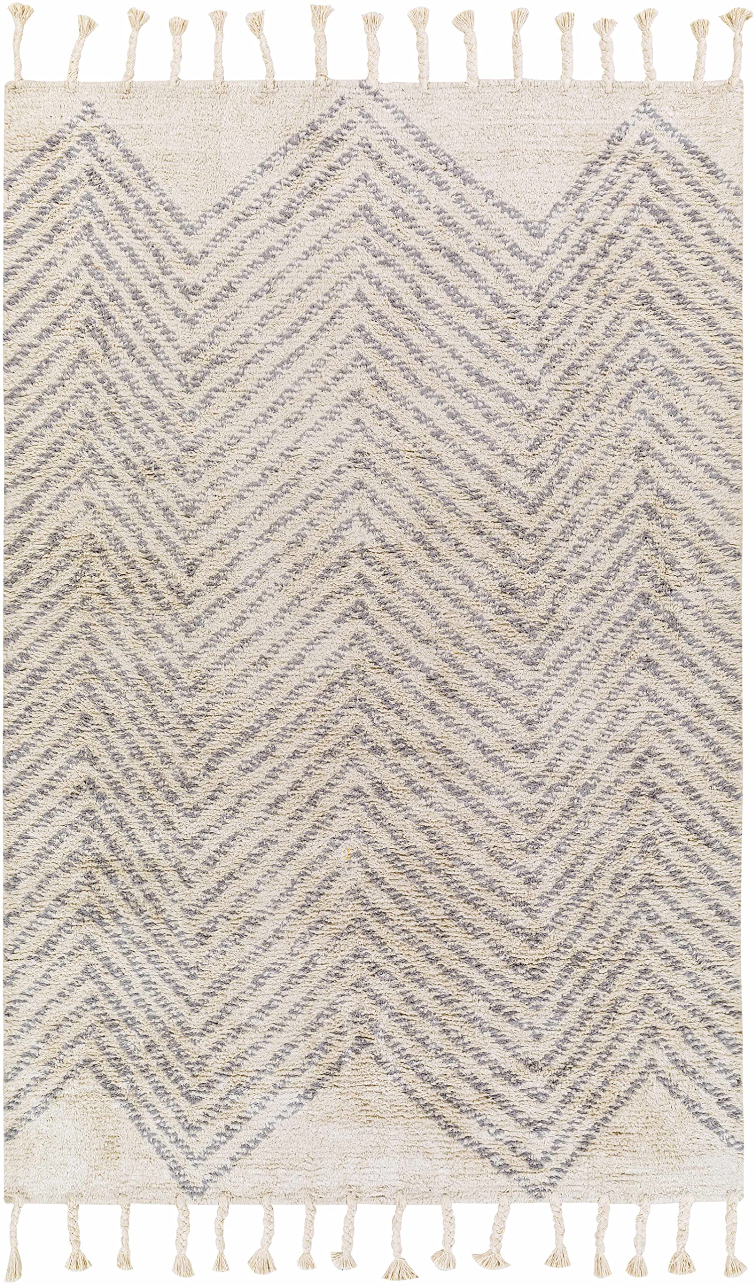 Bohemian Transitional Area Rug 8' x 10' - Gray & Cream Handwoven Rug for Living Room & Bedroom - Soft Non-Slip Floor Covering for Home Decor, Yoga Space & Cozy Reading Nook