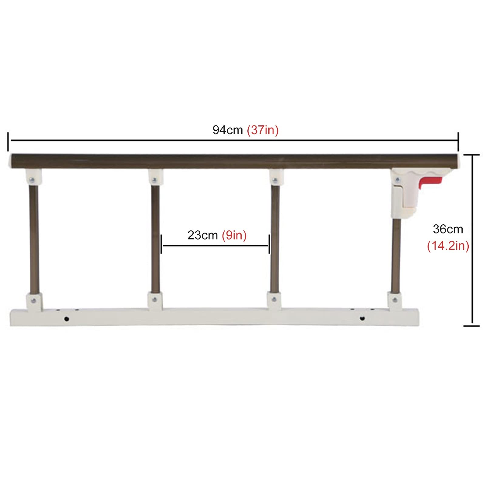 Fall Prevention Safety Bed Rail for Elderly & Disabled - Portable Bedside Hand Guard Support for King/Queen Size Mattresses - Assist with Getting In/Out of Bed - Home & Hospital Use (Brown)