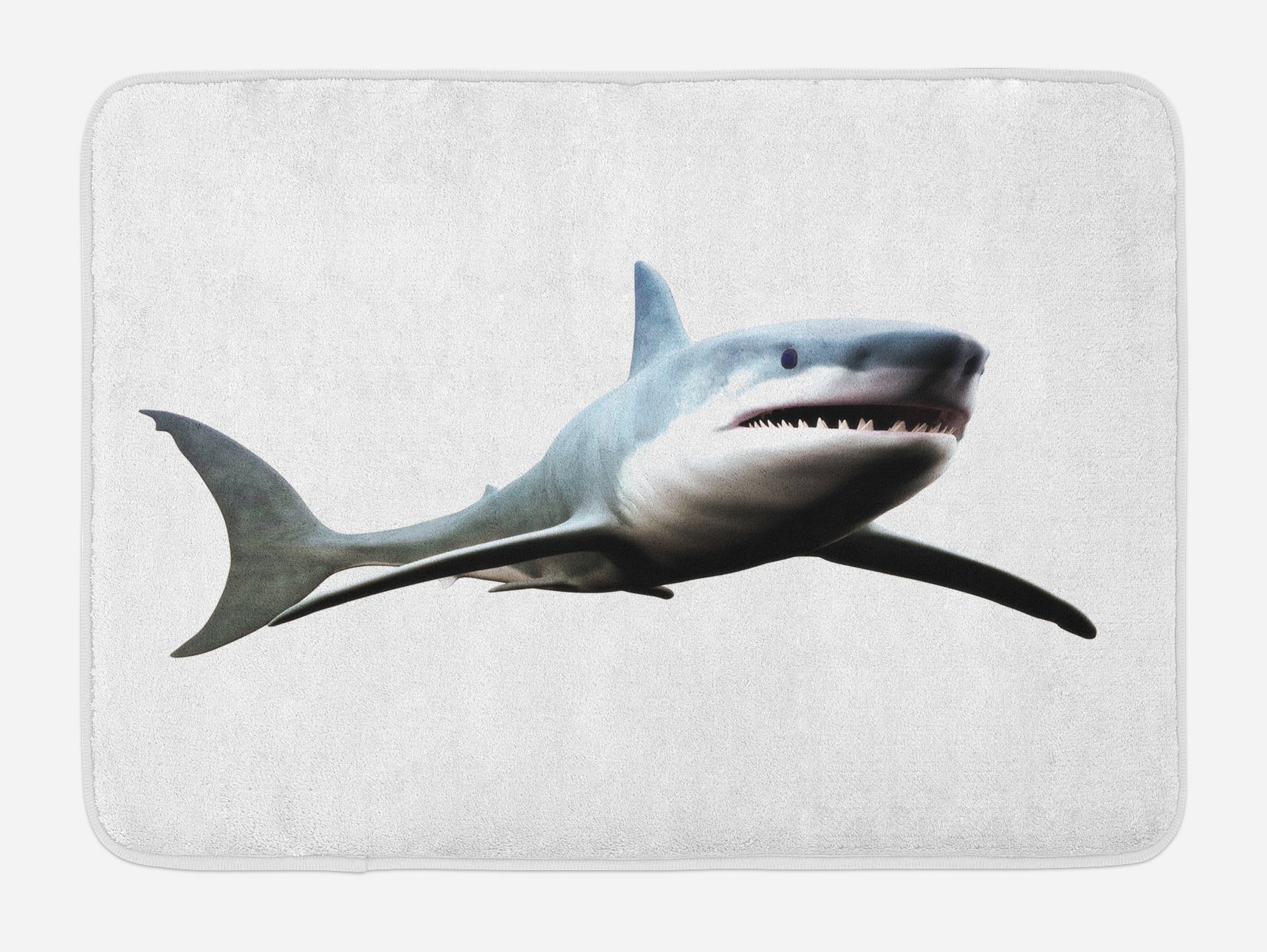 Ambesonne Shark Bath Mat - Non-Slip Plush Bathroom Rug with Digital Art Wild Sea Creature Design, 30.2