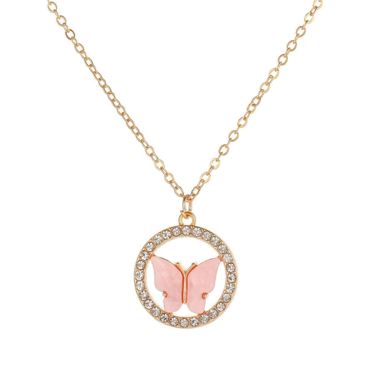 GEEKAA Fashion Butterfly Necklace for Women - Diamond & Colorful Acrylic Pendant - Personalized Ins Style Jewelry Gift for Her (Perfect for Birthday, Anniversary, Valentine's Day Gifts)