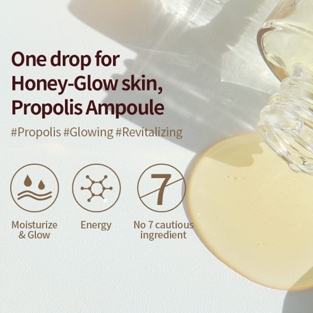 Canola Honey Propolis Super Glowing Ampoule 1.69 fl. oz (50ml) - Korean Skin Care for Glow Boosting, Firming & Radiance | Anti-Aging Face Serum for Dull Skin, Perfect for Night Routine & Daily Hydration